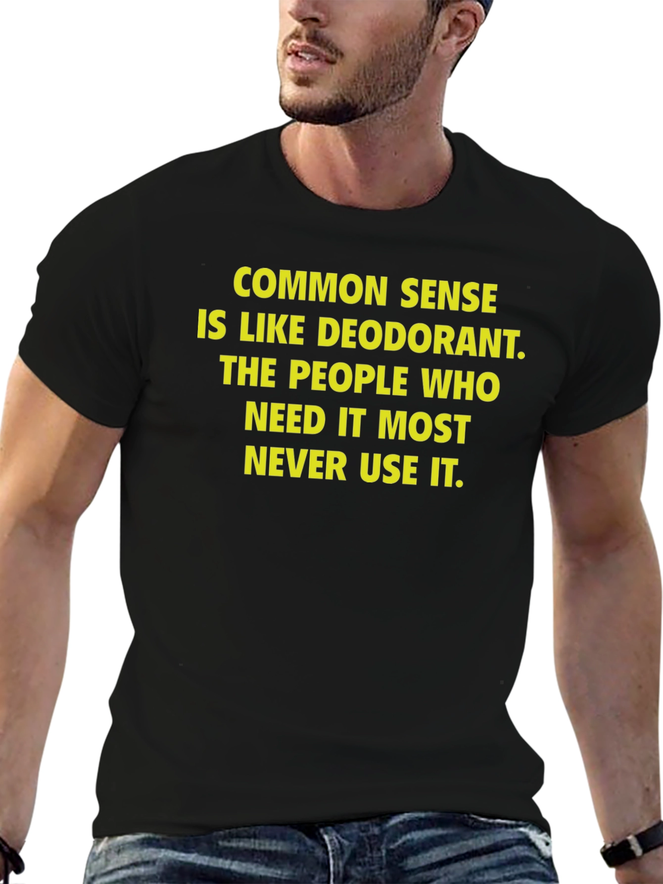 Funny Common Sense Deodorant Graphic T-Shirt