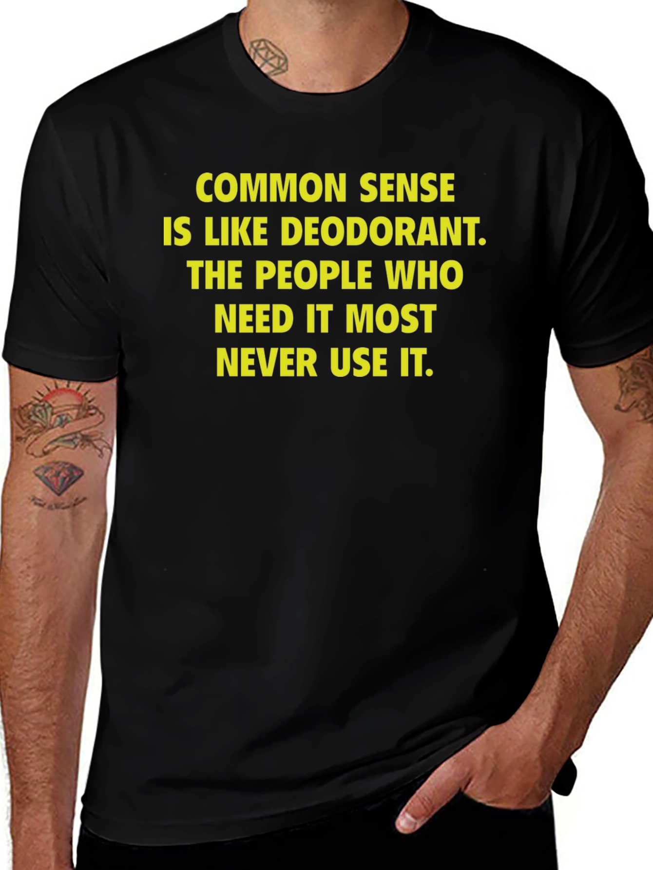 Funny Common Sense Deodorant Graphic T-Shirt