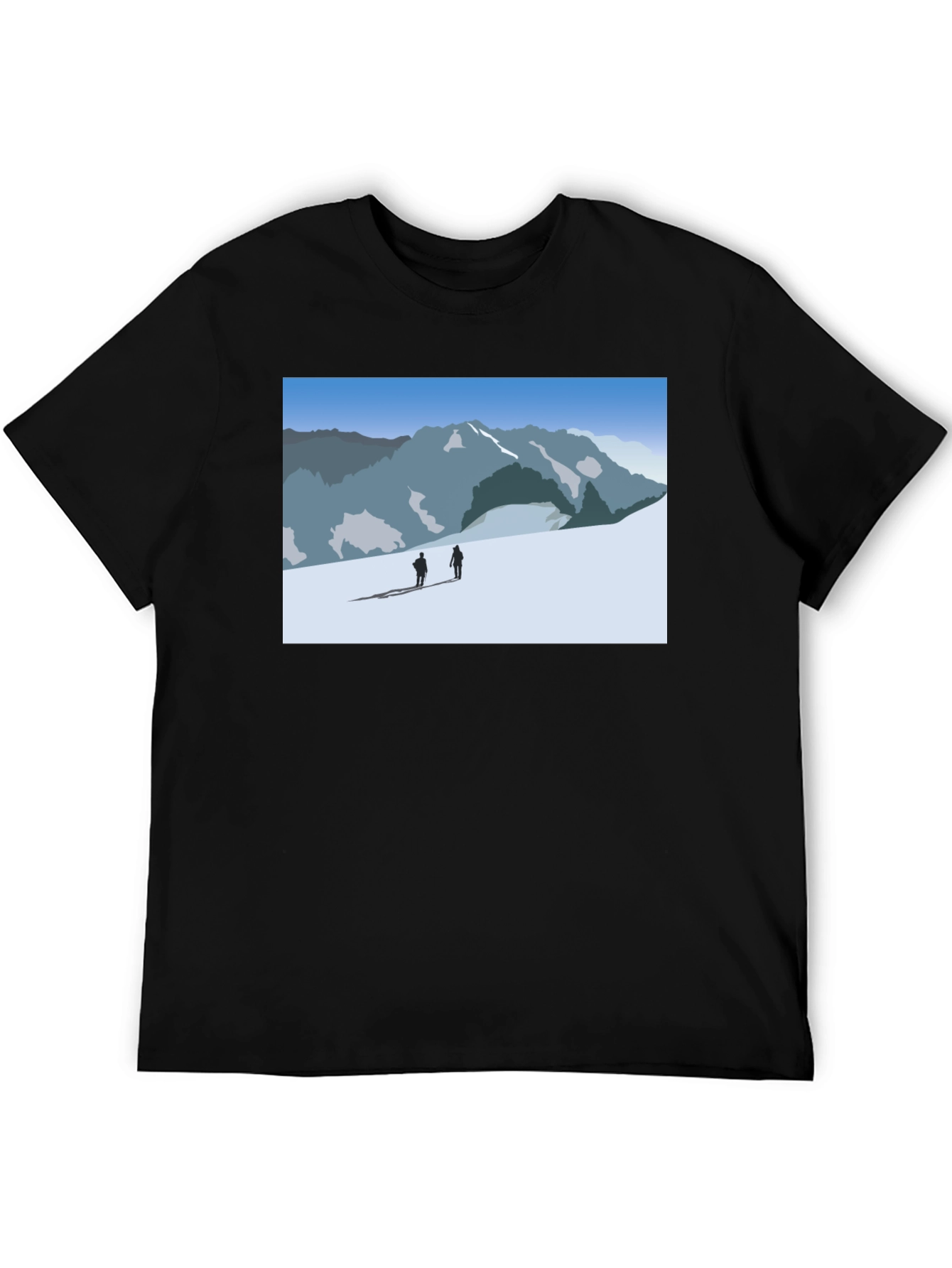 Mountain Scene Graphic Tee - Black Casual Shirt