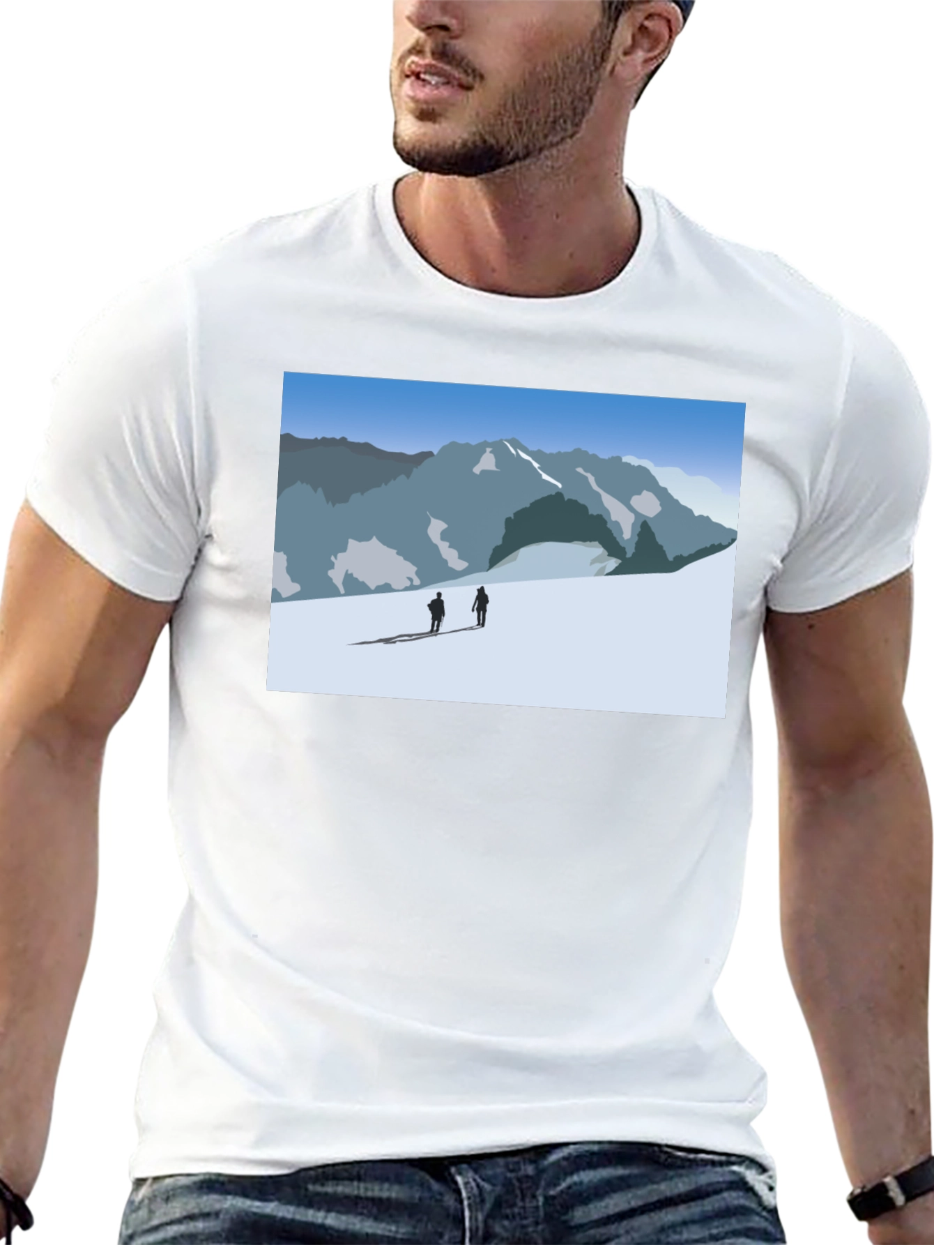 Mountain Scene Graphic Tee - Black Casual Shirt