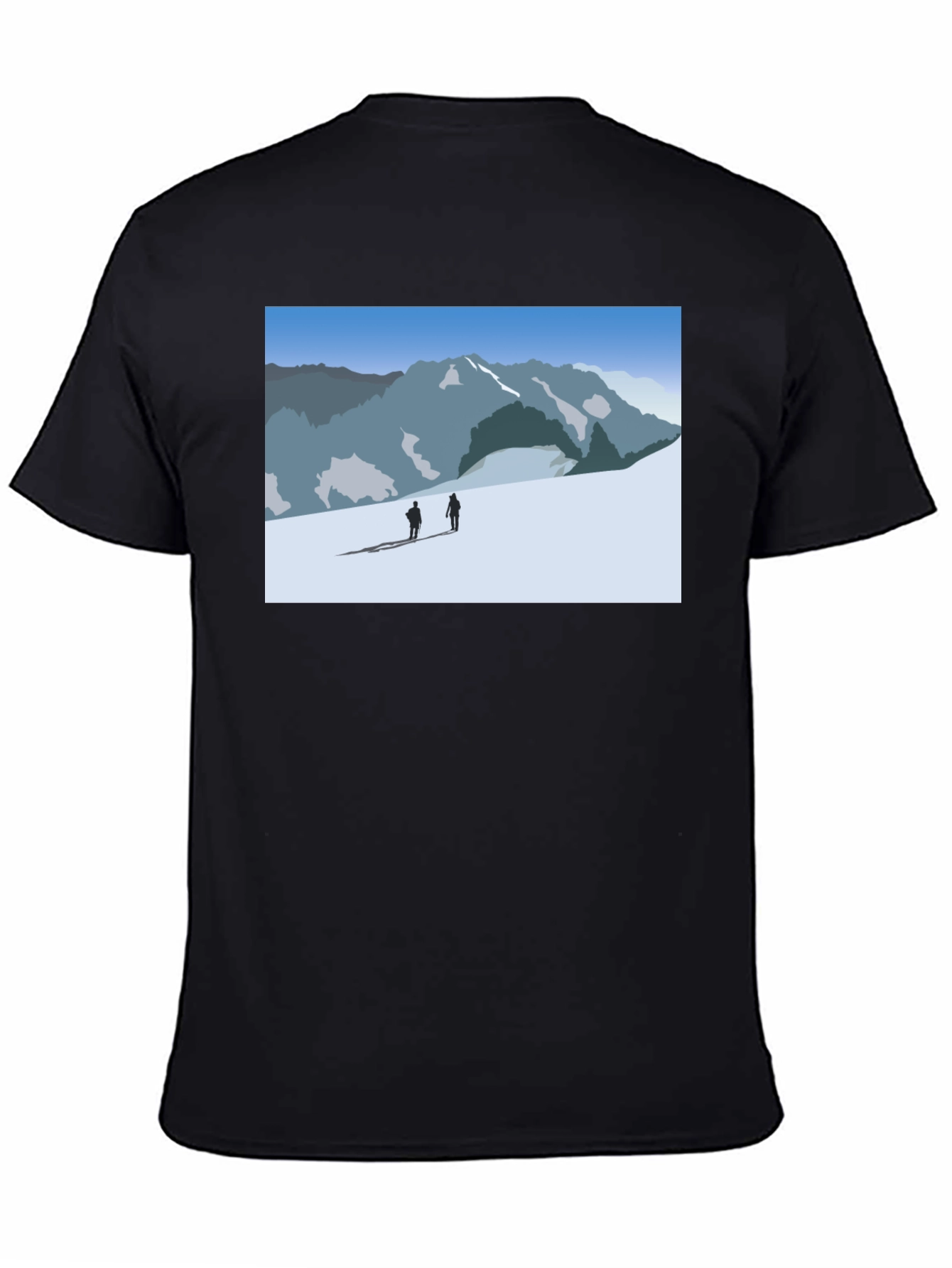 Mountain Scene Graphic Tee - Black Casual Shirt