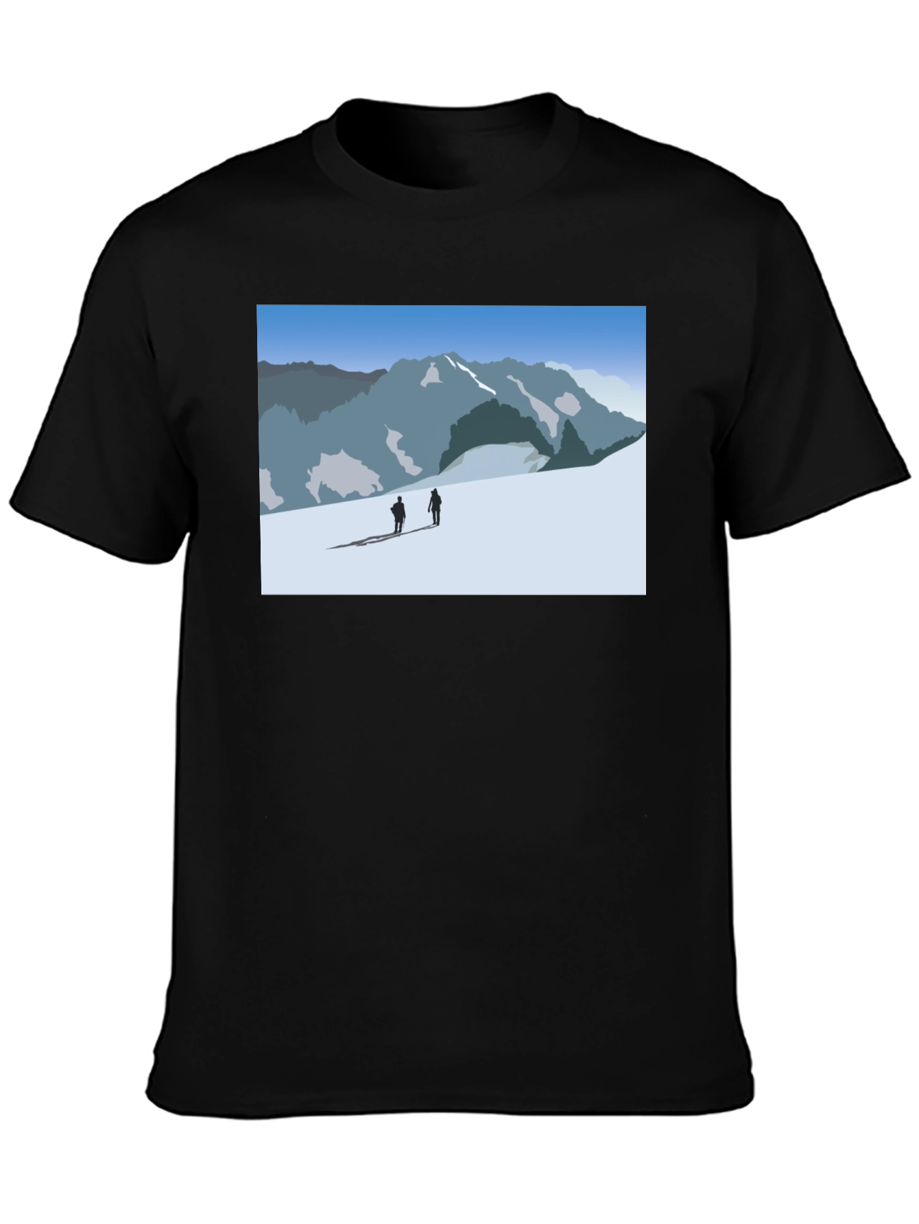 Mountain Scene Graphic Tee - Black Casual Shirt