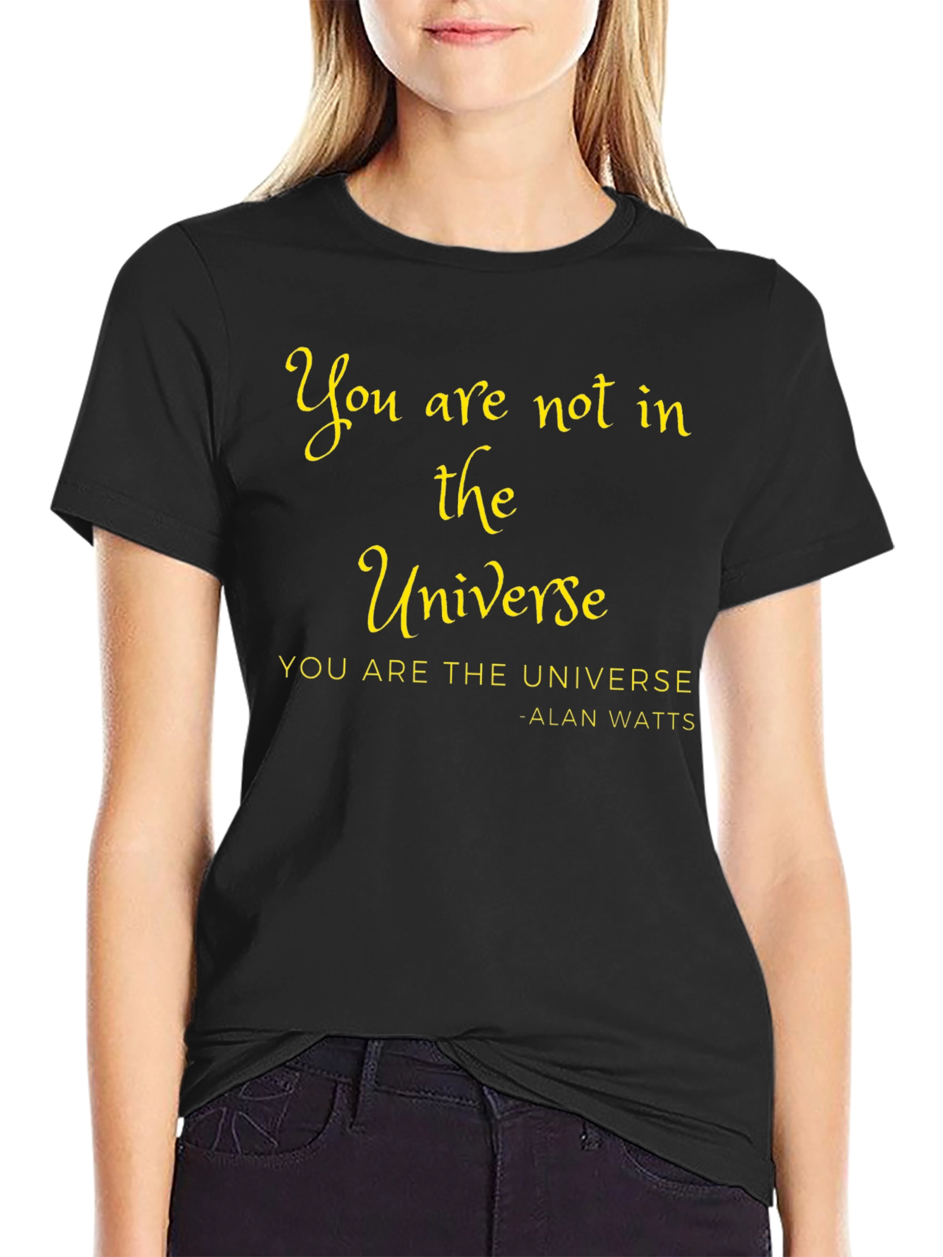 Universe Black Graphic Tee - Alan Watts Quote