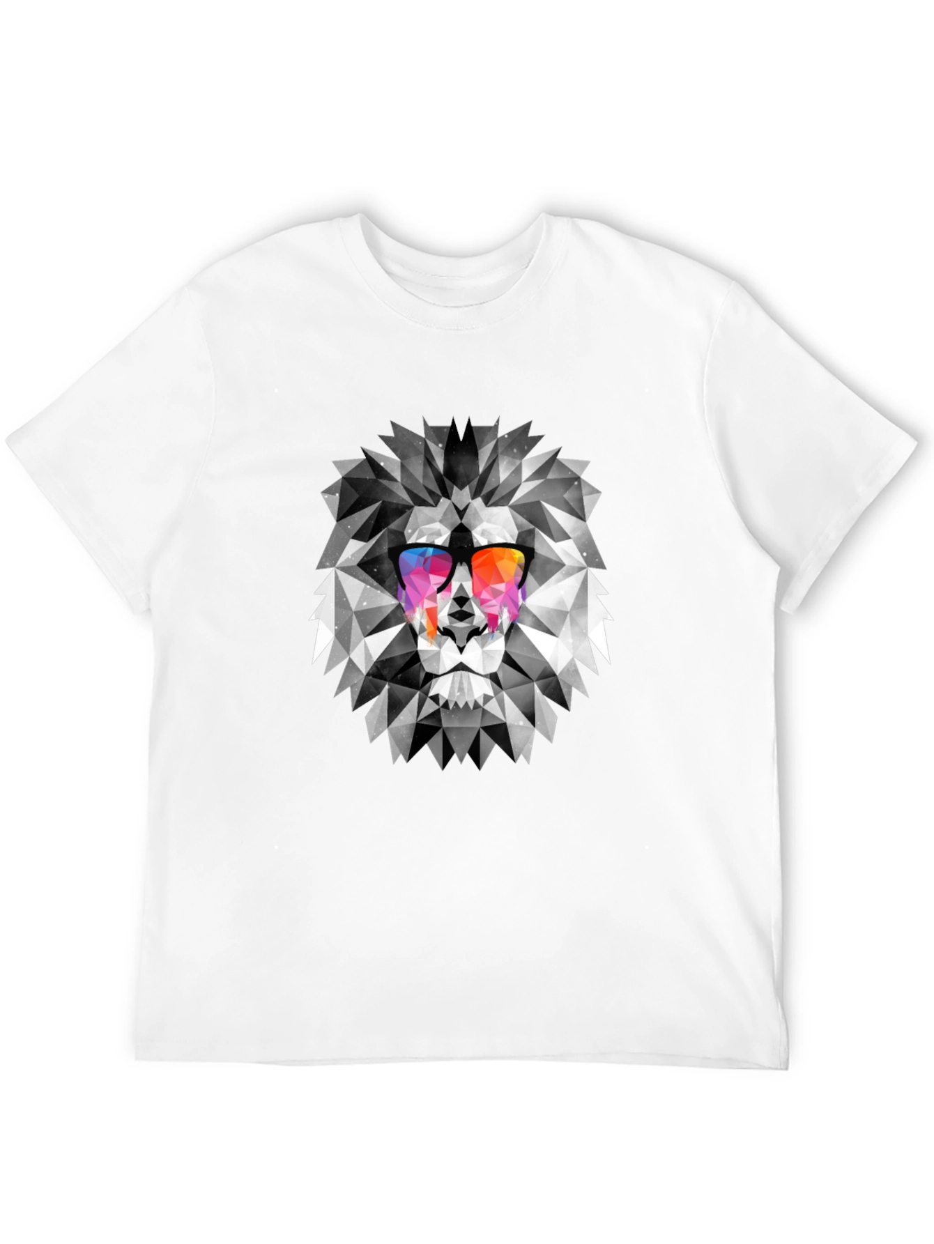 Geometric Lion Graphic Tee - Cool Mens Black T-Shirt