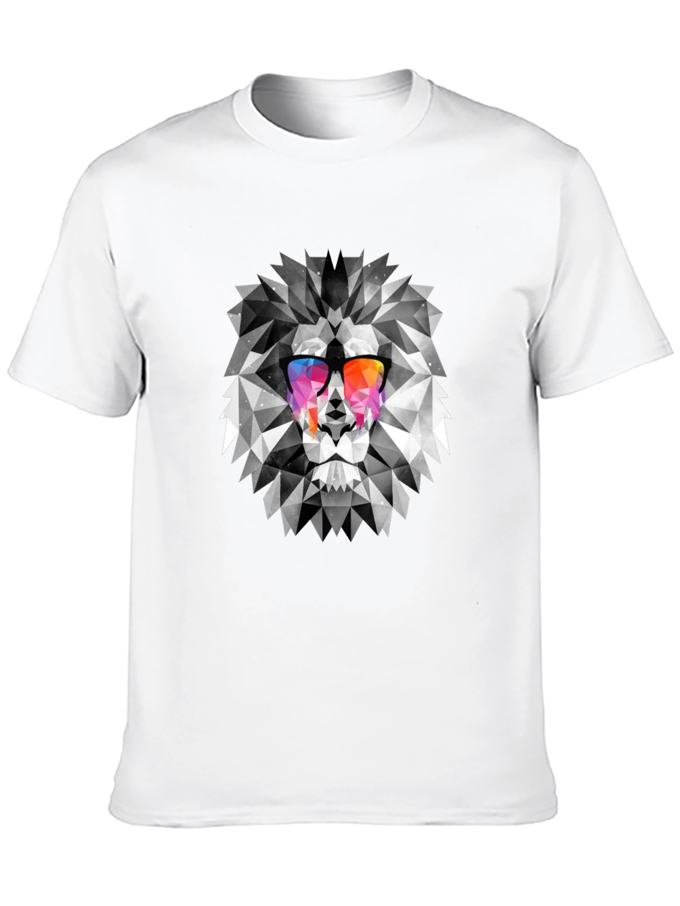 Geometric Lion Graphic Tee - Cool Mens Black T-Shirt
