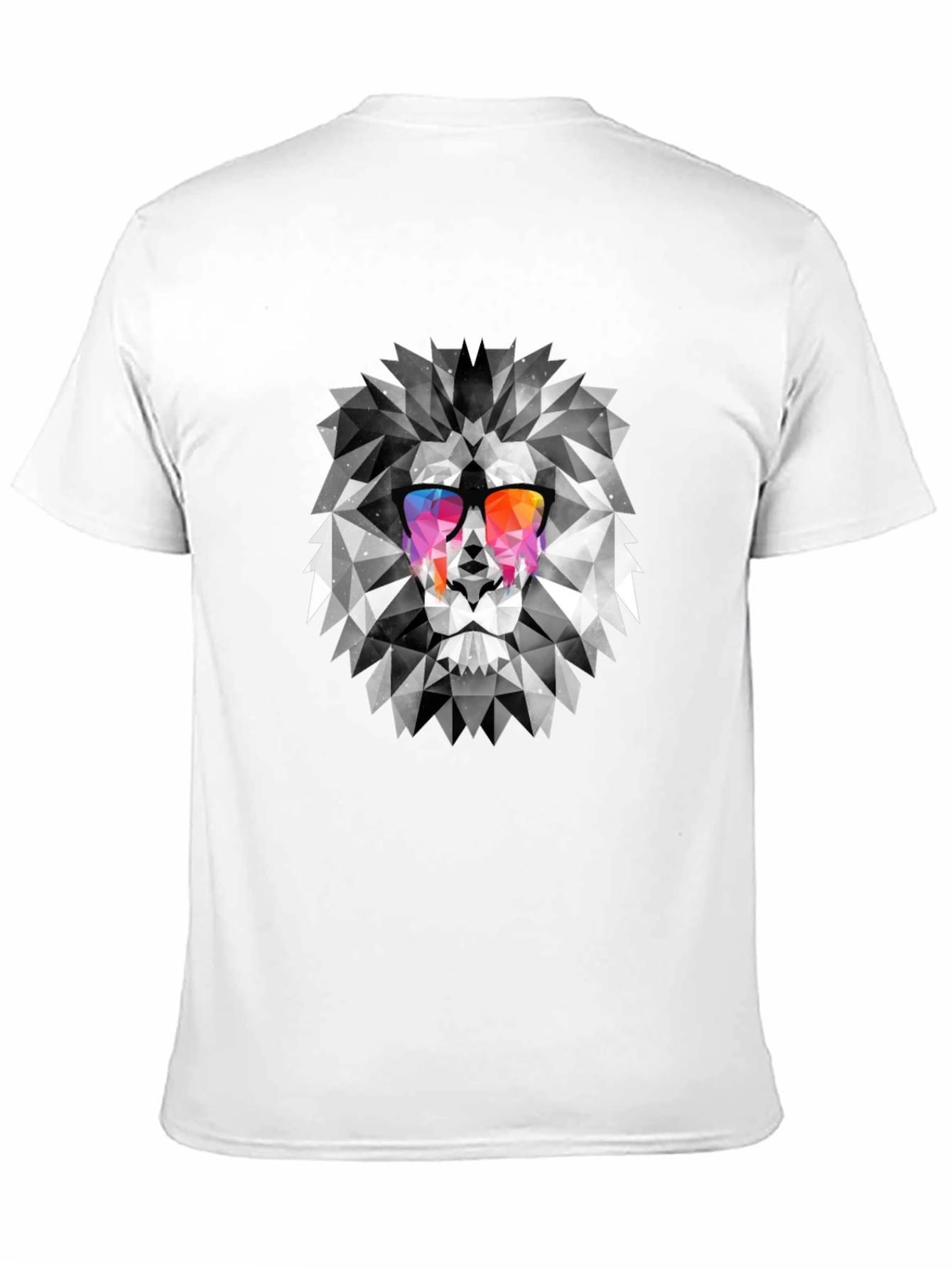 Geometric Lion Graphic Tee - Cool Mens Black T-Shirt