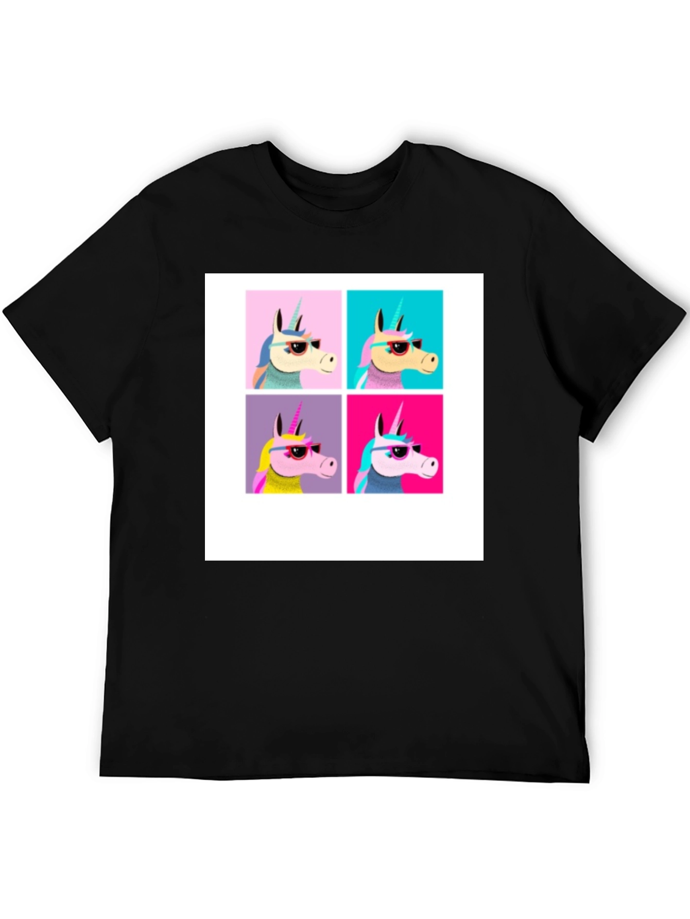 Unicorn Pop Art Black T-Shirt