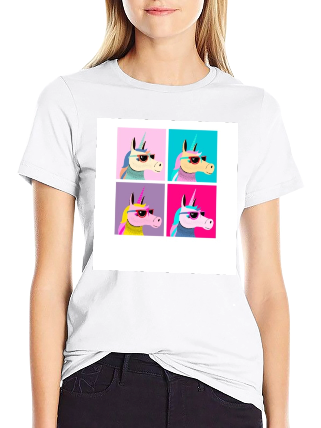 Unicorn Pop Art Black T-Shirt