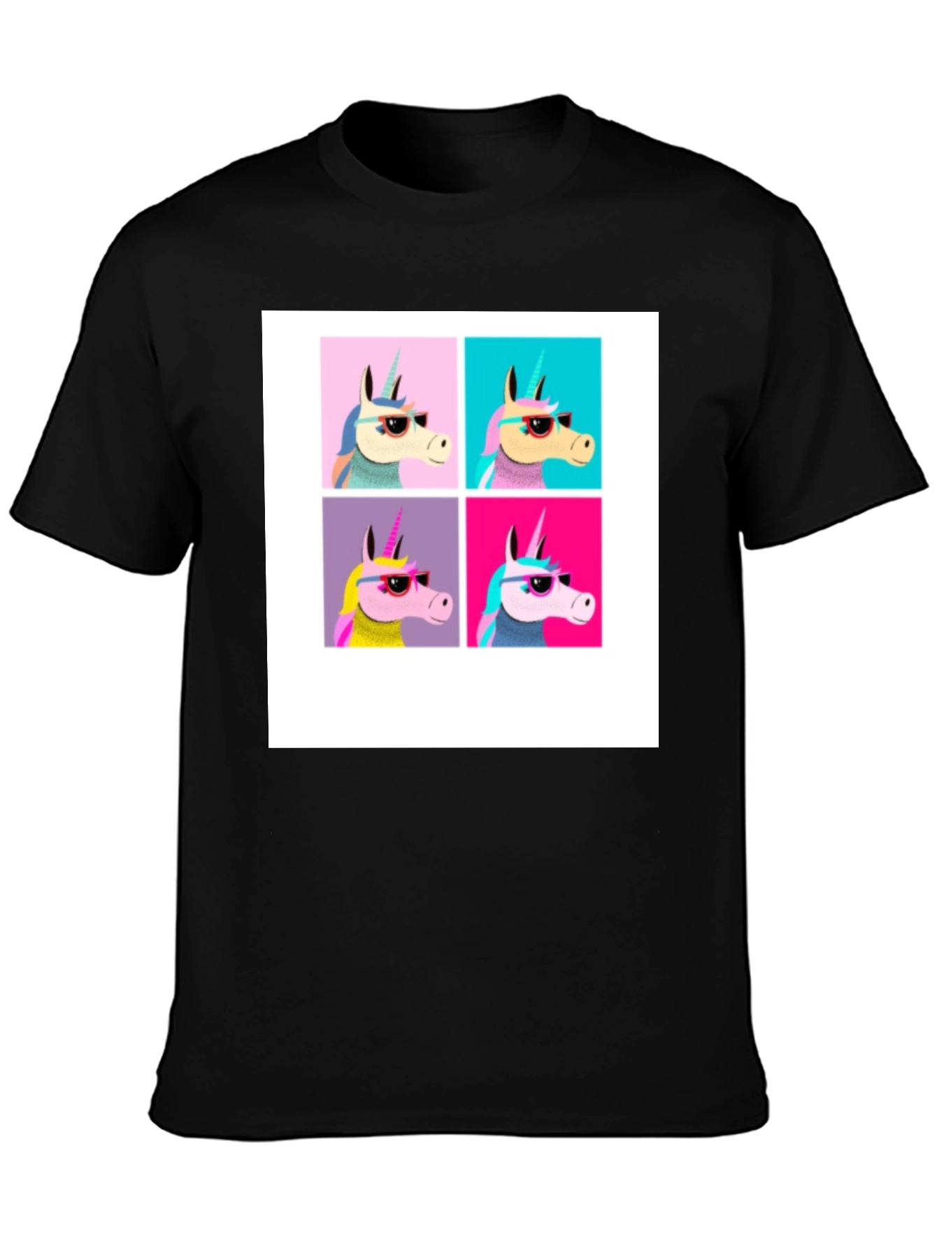 Unicorn Pop Art Black T-Shirt