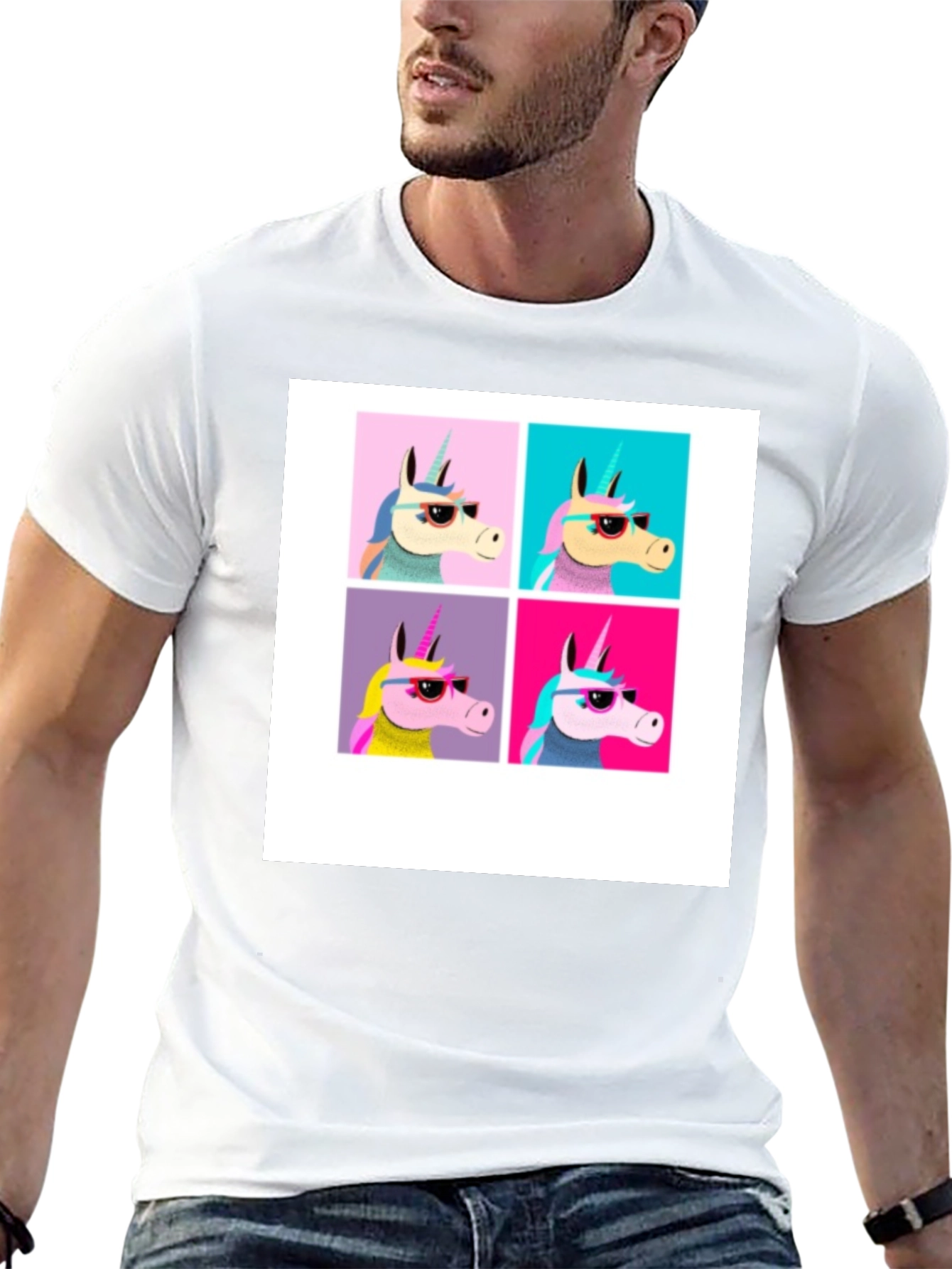 Unicorn Pop Art Black T-Shirt