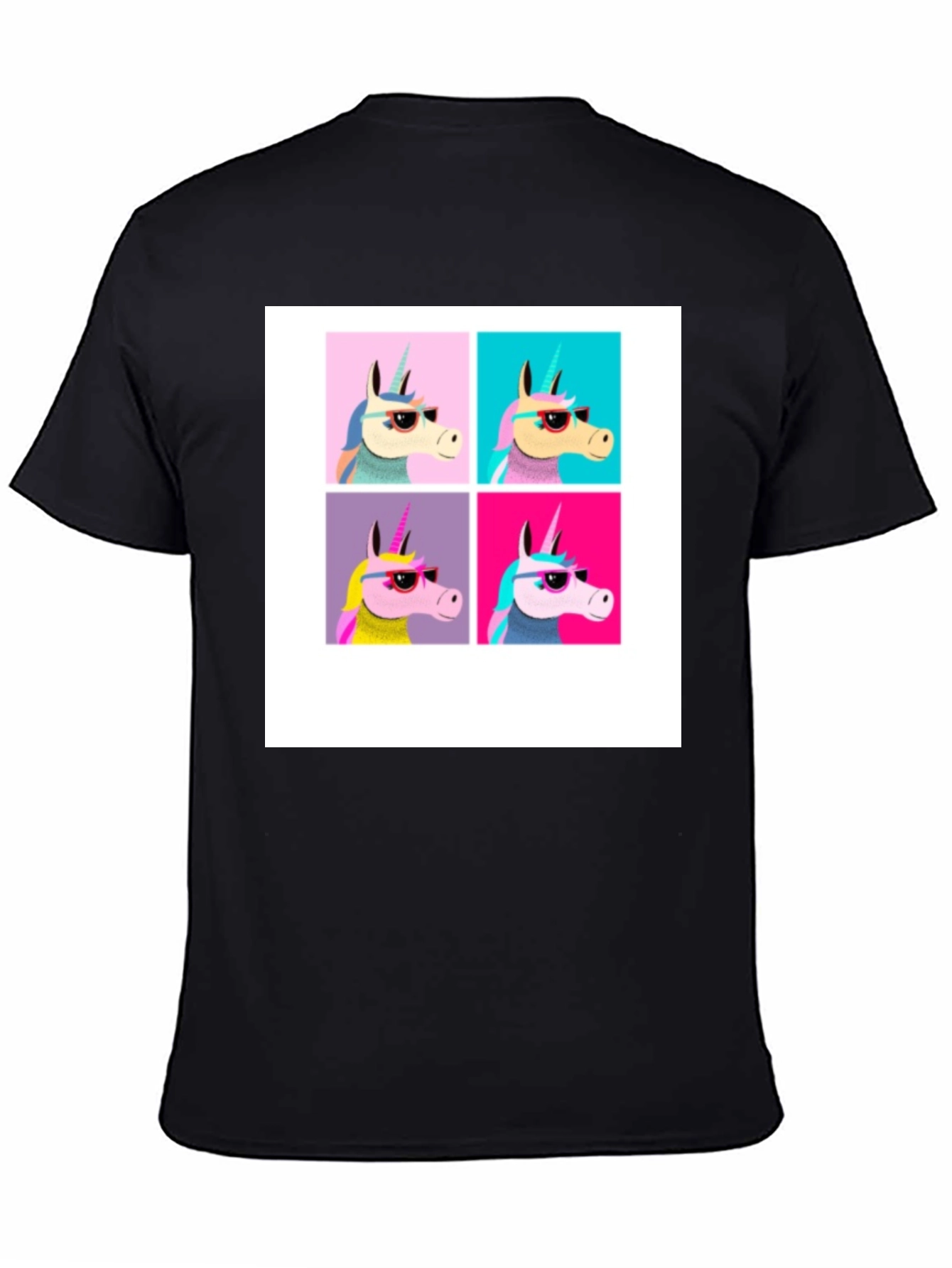 Unicorn Pop Art Black T-Shirt