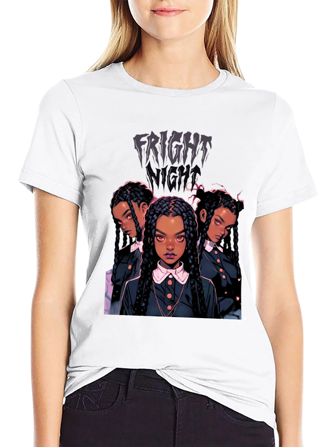 Fright Night Tee - Wednesday-Inspired Cartoon Design