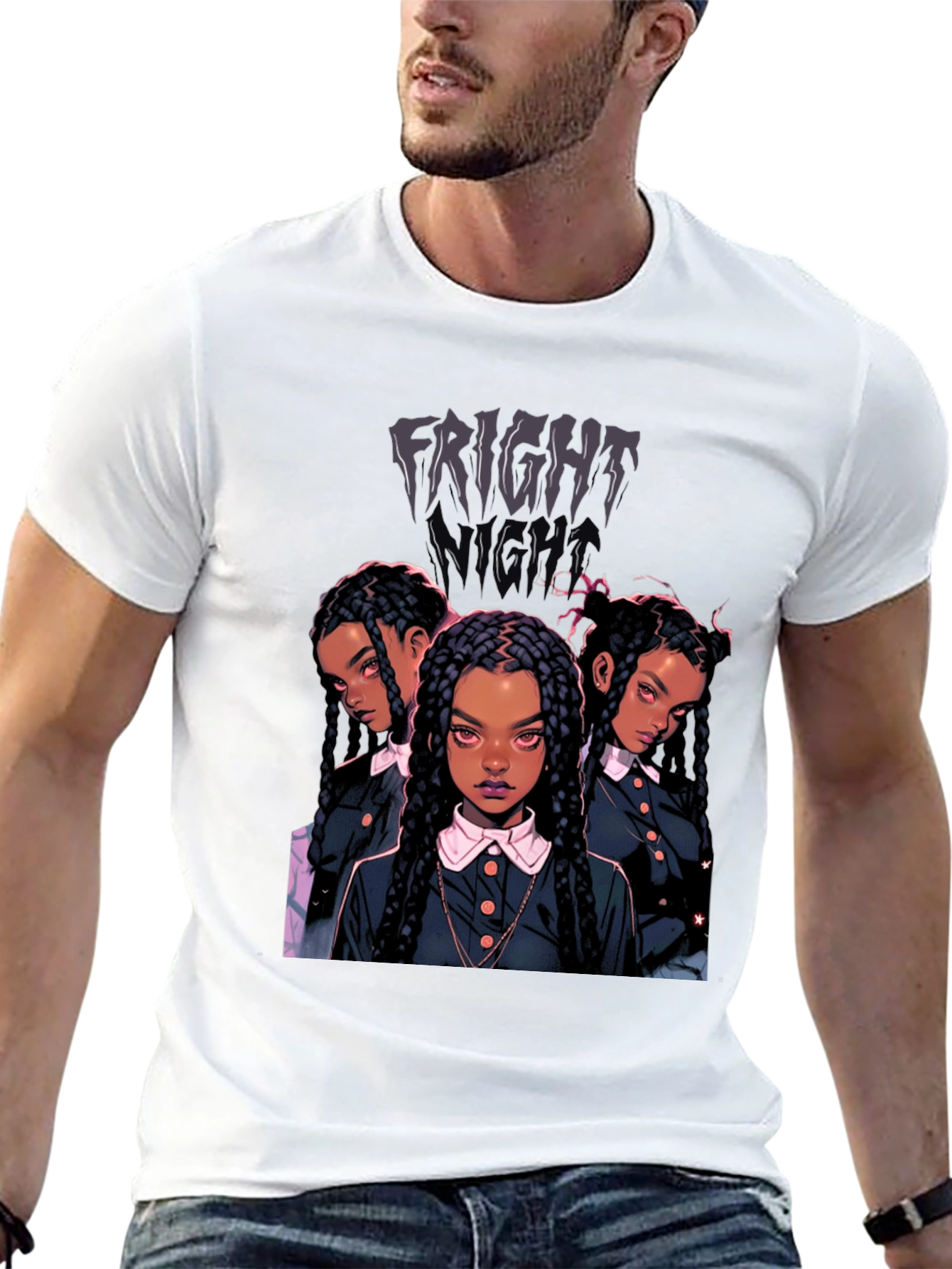 Fright Night Tee - Wednesday-Inspired Cartoon Design