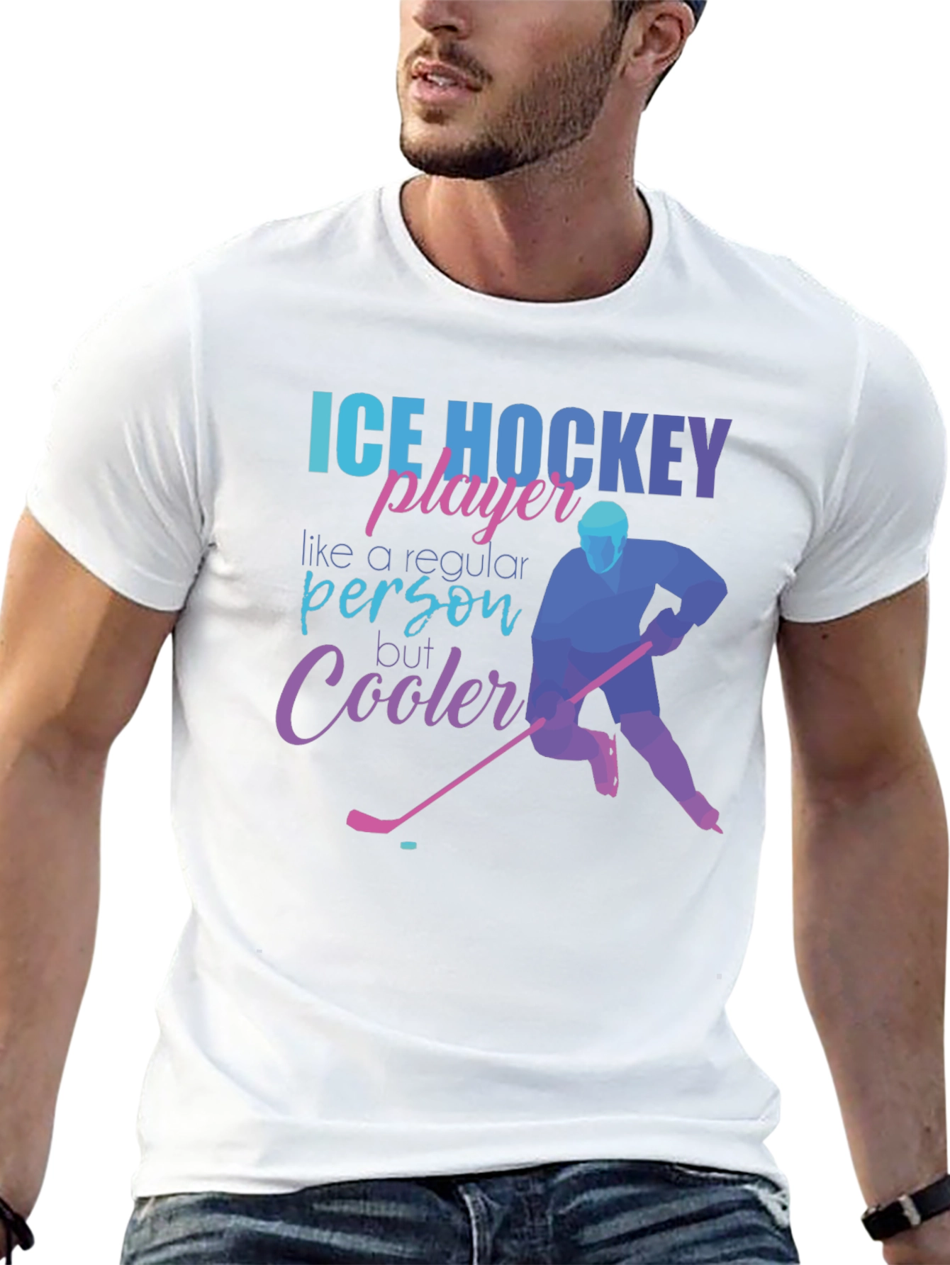 Cool Ice Hockey Player Graphic Tee