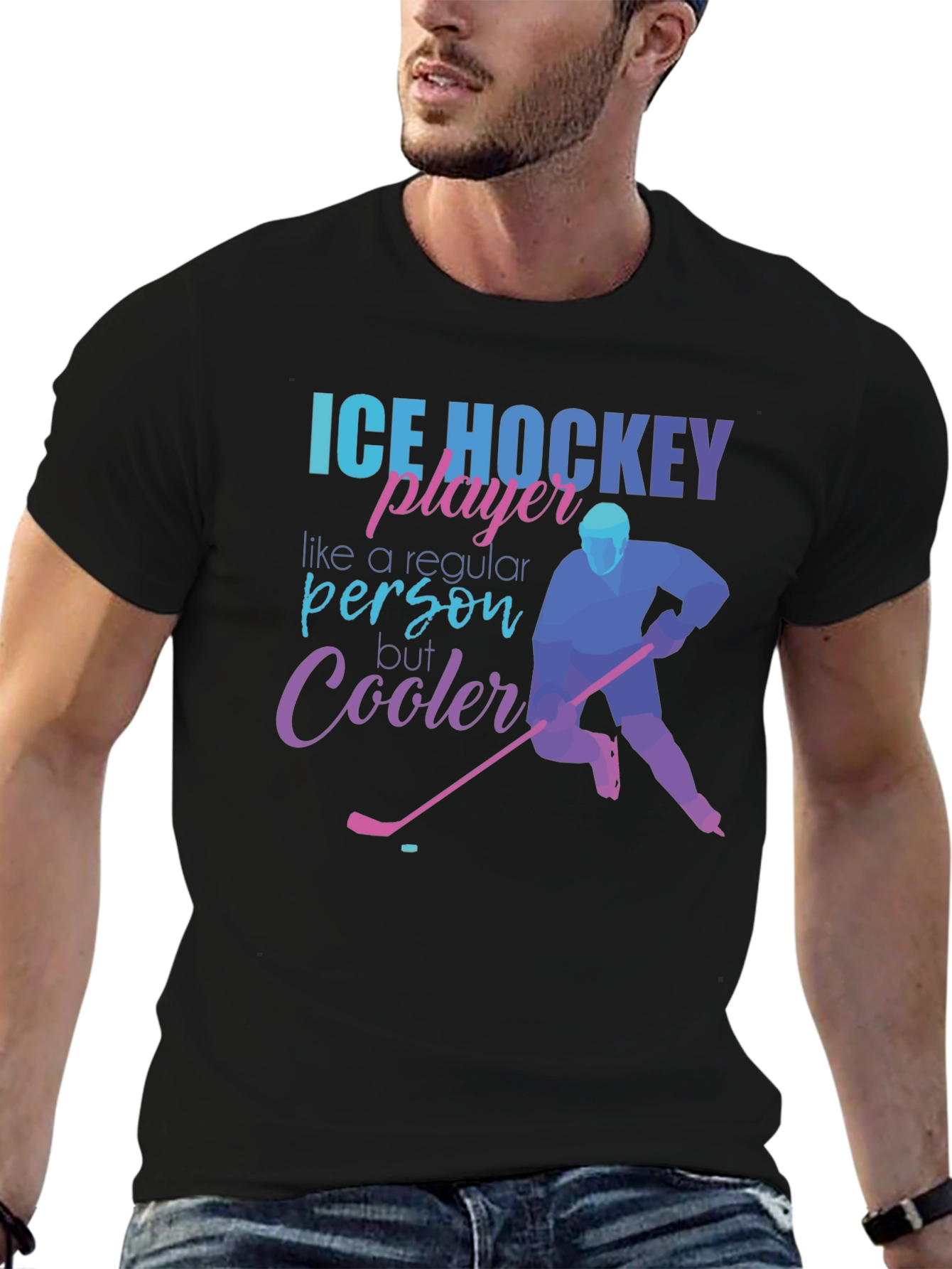 Cool Ice Hockey Player Graphic Tee