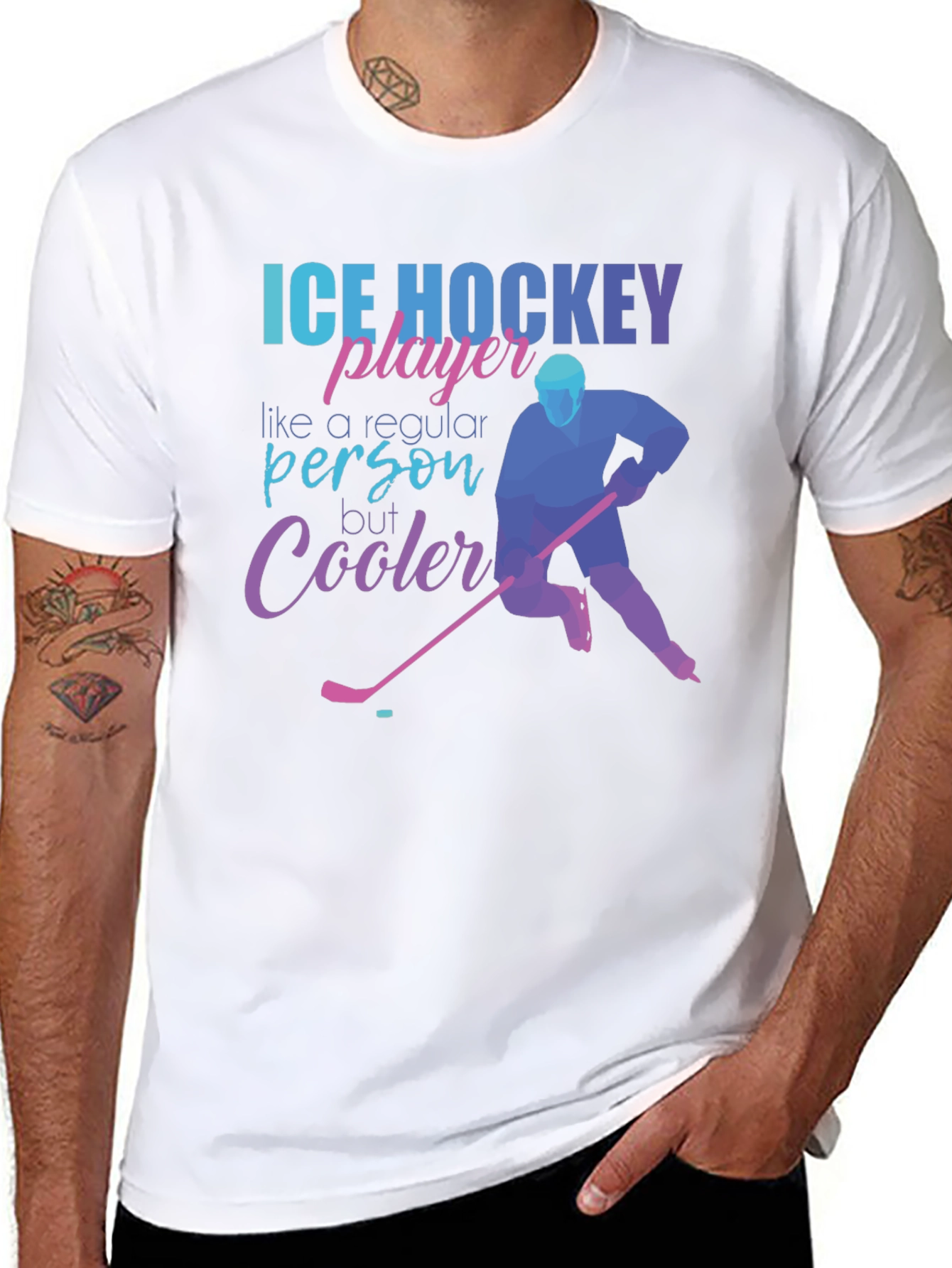Cool Ice Hockey Player Graphic Tee