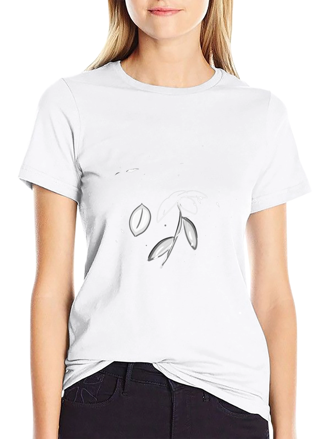 Minimalist Plant Design Black T-Shirt