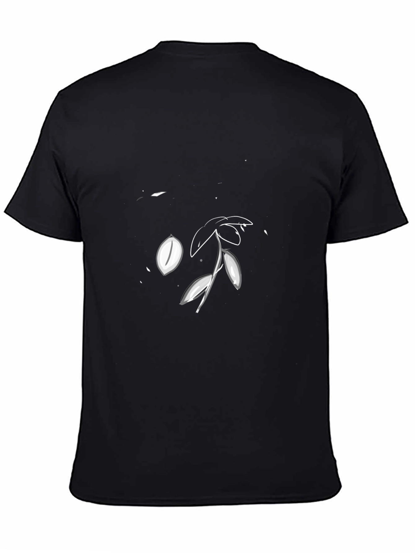 Minimalist Plant Design Black T-Shirt