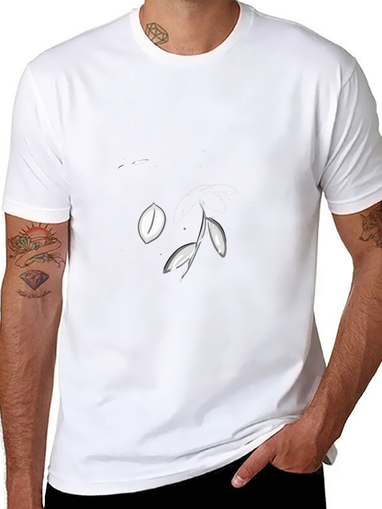 Minimalist Plant Design Black T-Shirt
