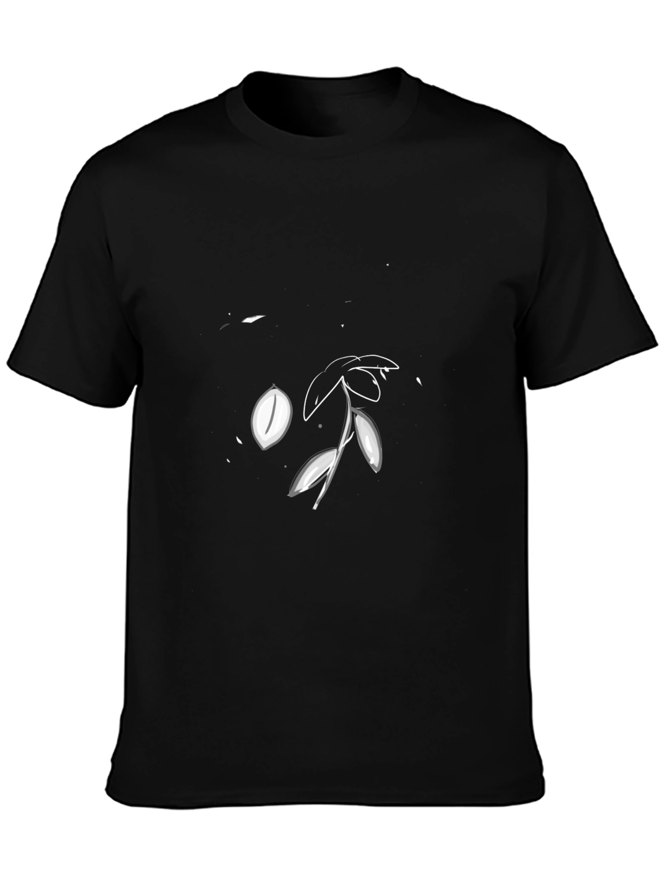 Minimalist Plant Design Black T-Shirt