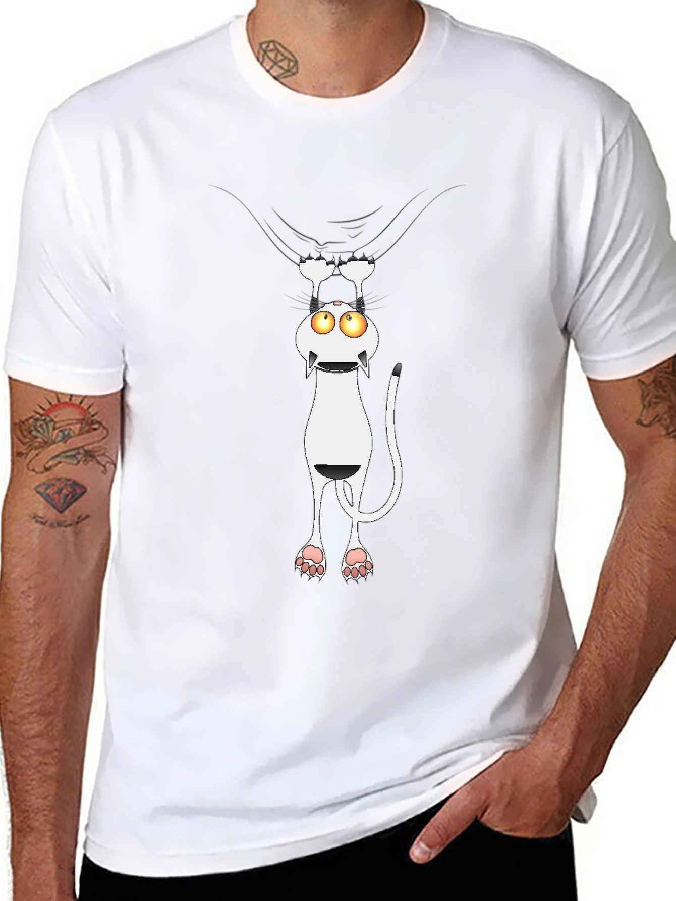 Funny Cat Peek T-Shirt - Whimsical Graphic Tee