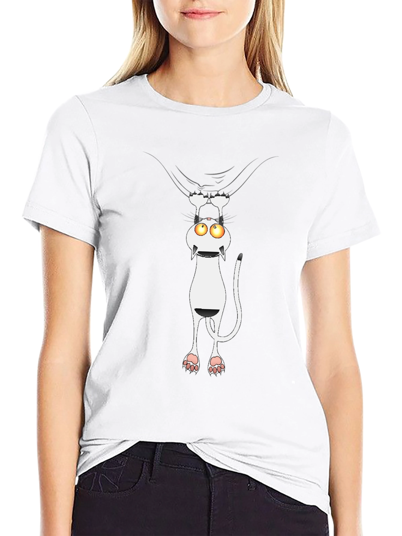 Funny Cat Peek T-Shirt - Whimsical Graphic Tee