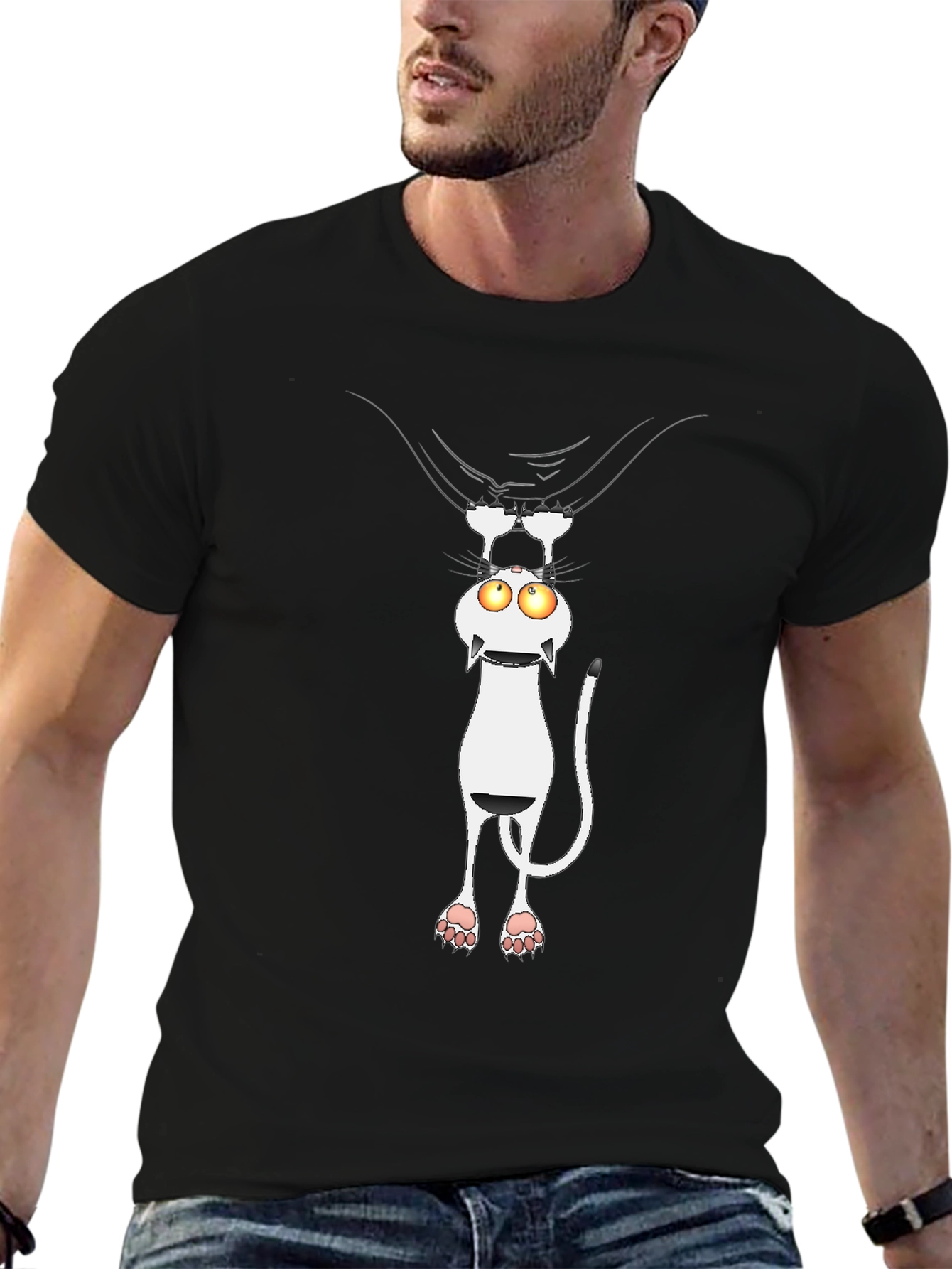 Funny Cat Peek T-Shirt - Whimsical Graphic Tee