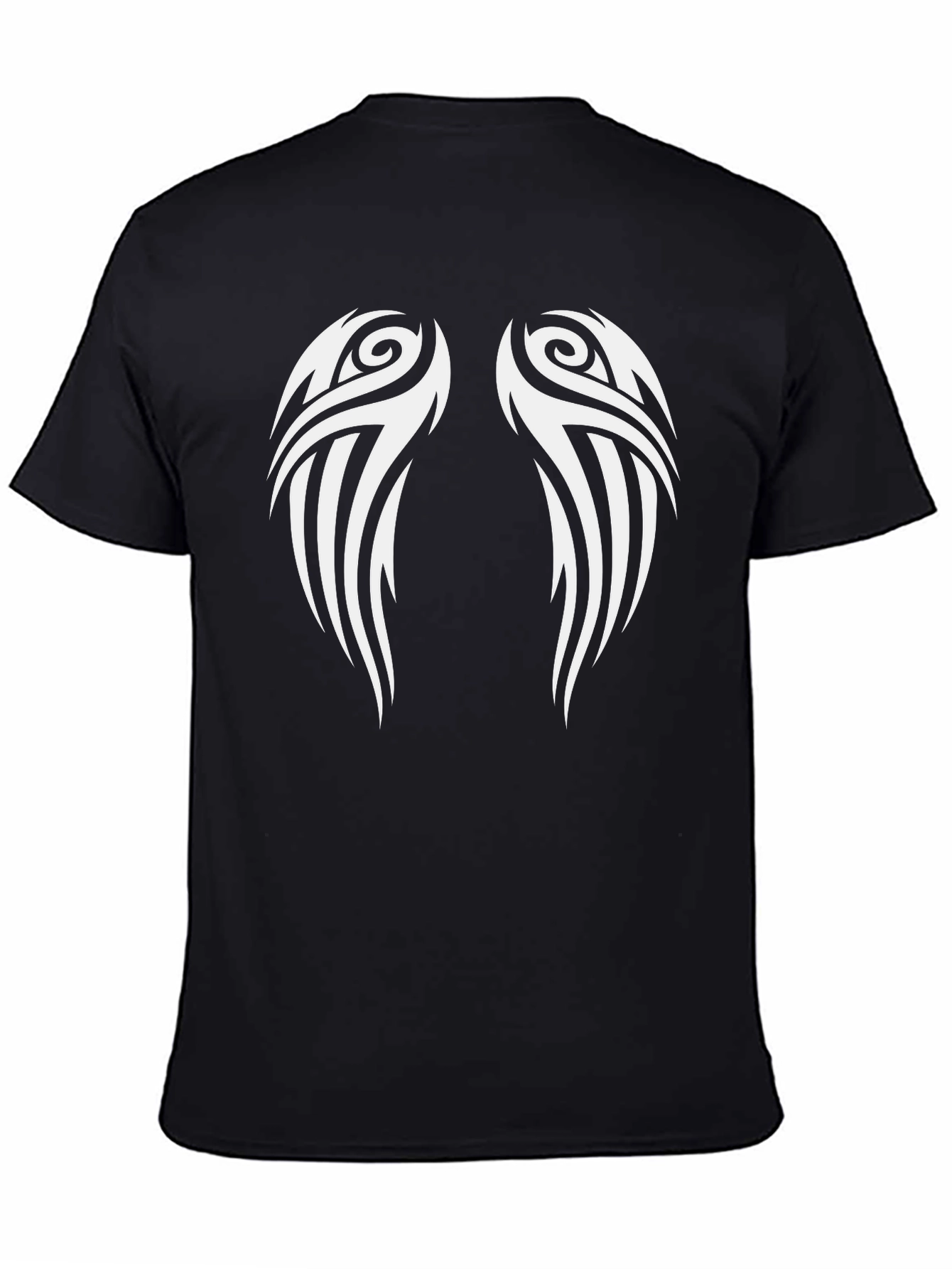Tribal Wing Graphic Tee - Black Cotton Blend
