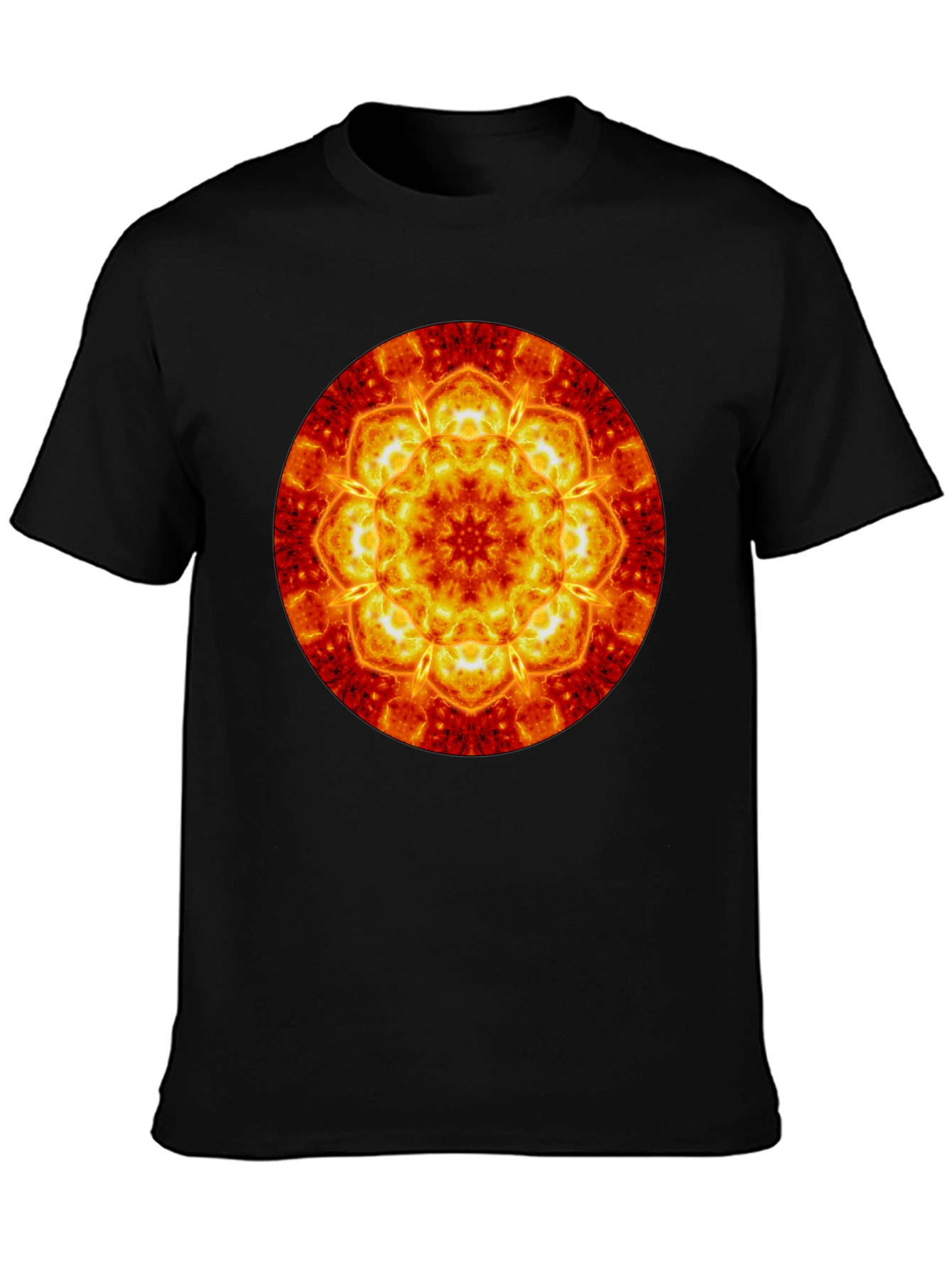 Fiery Mandala Graphic Tee - Bold & Unique