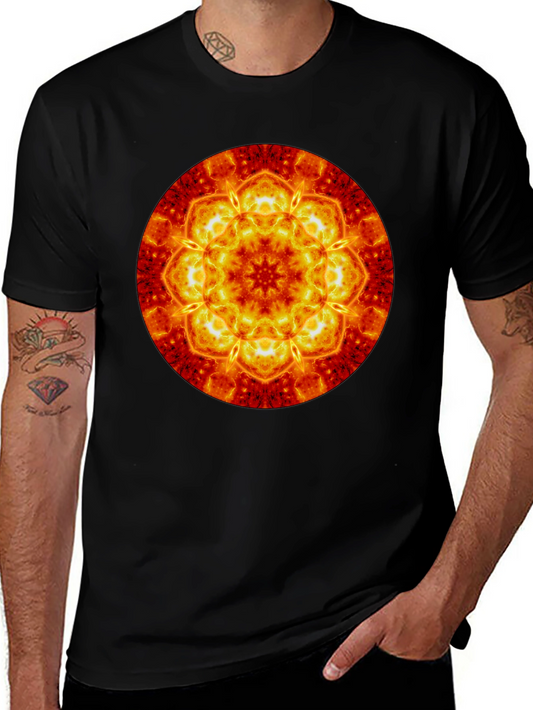 Fiery Mandala Graphic Tee - Bold & Unique