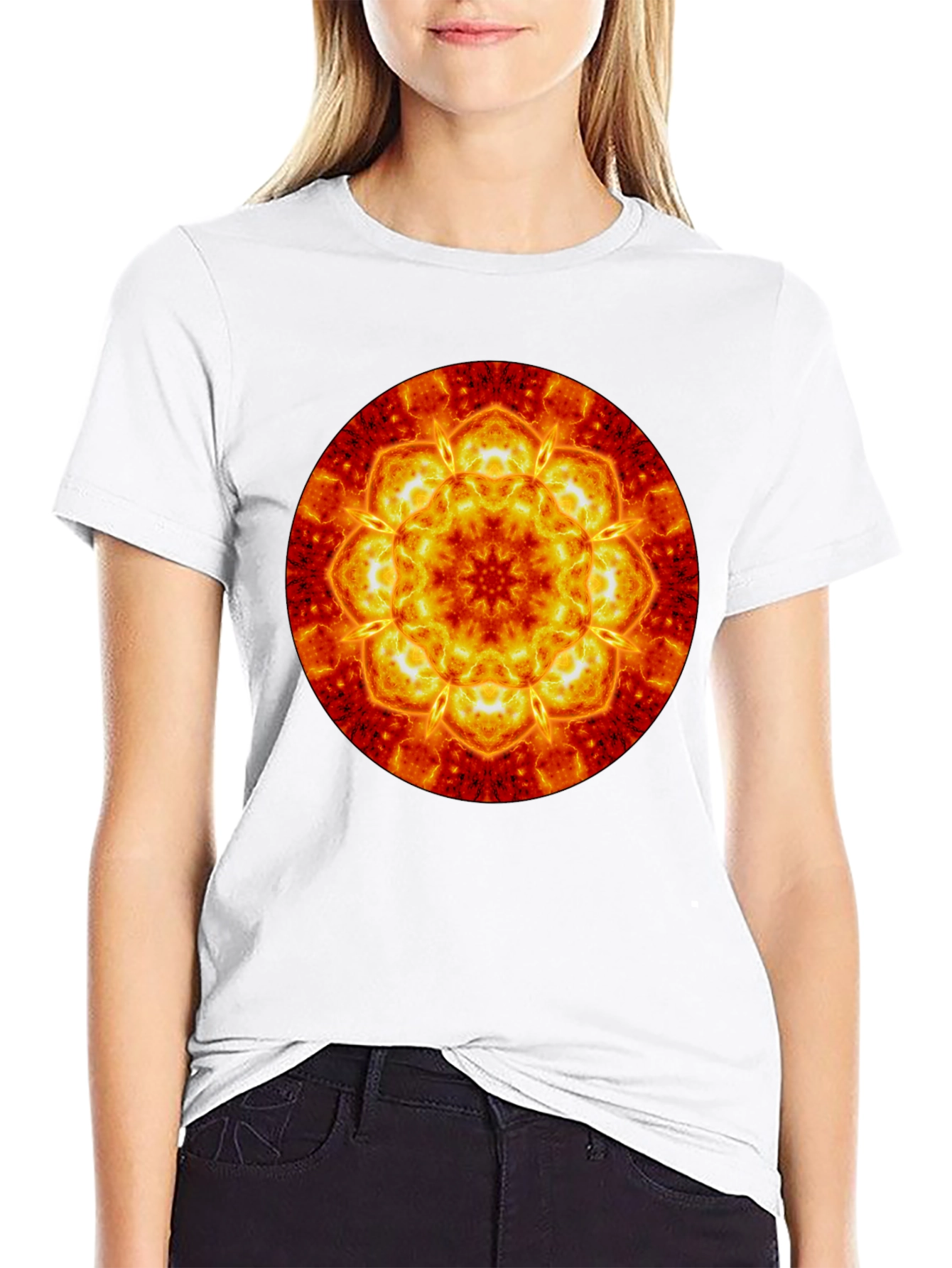 Fiery Mandala Graphic Tee - Bold & Unique