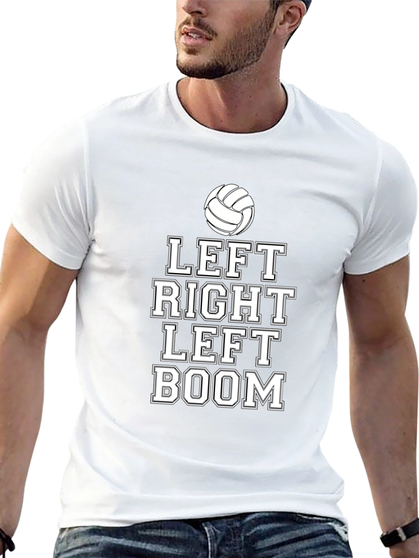 Volleyball Left Right Boom Graphic T-Shirt