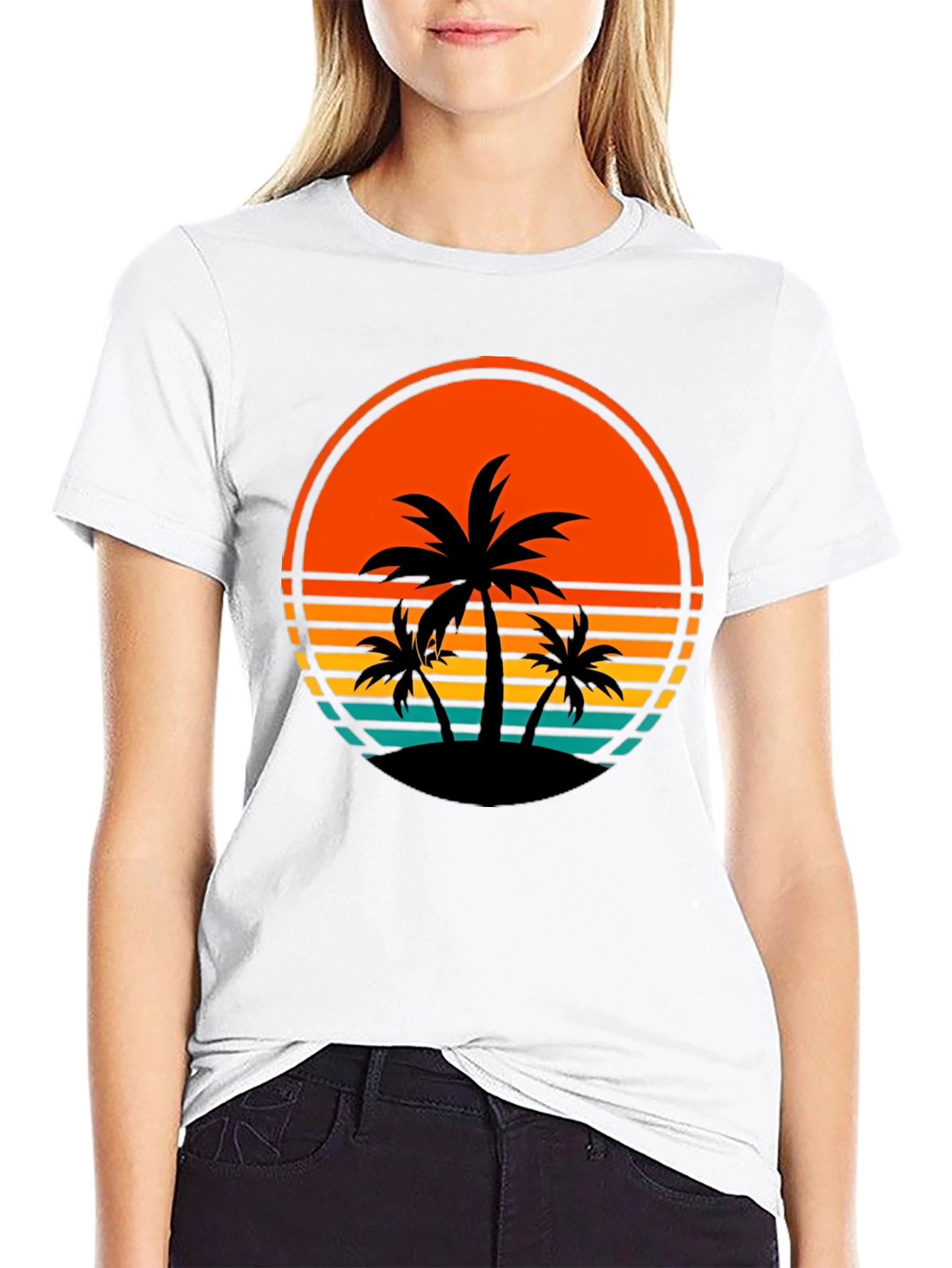Retro Palm Tree Sunset Graphic T-Shirt