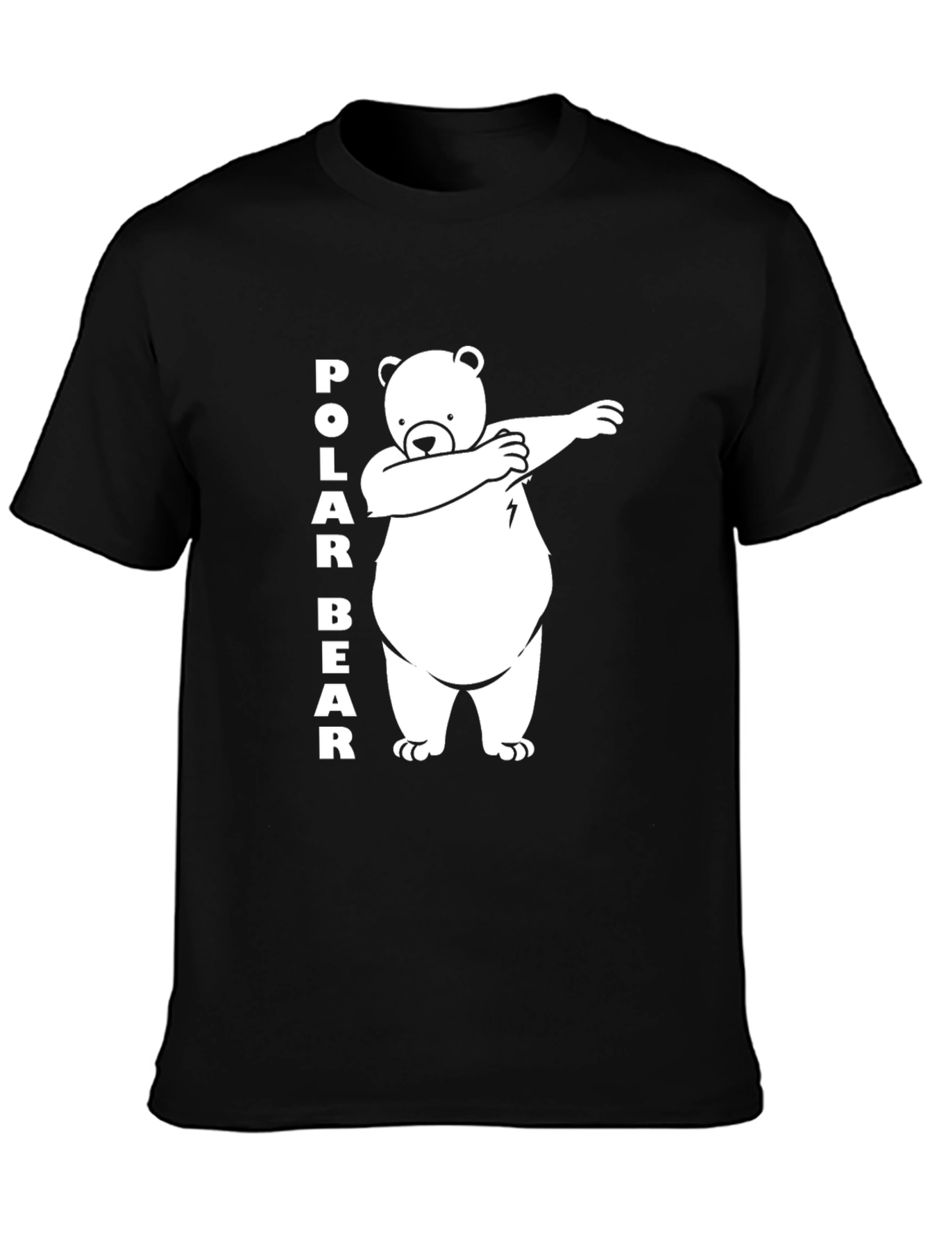 Dabbing Polar Bear Graphic Tee - Black Cotton T-Shirt