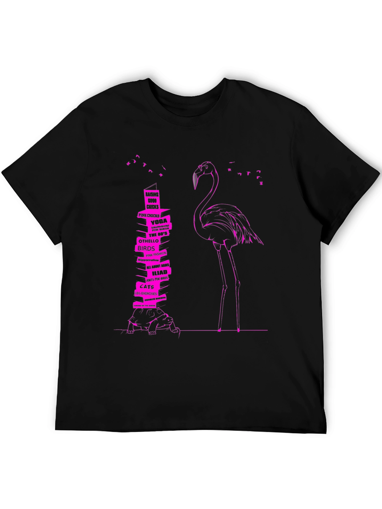 Flamingo & Book Stack Graphic Tee