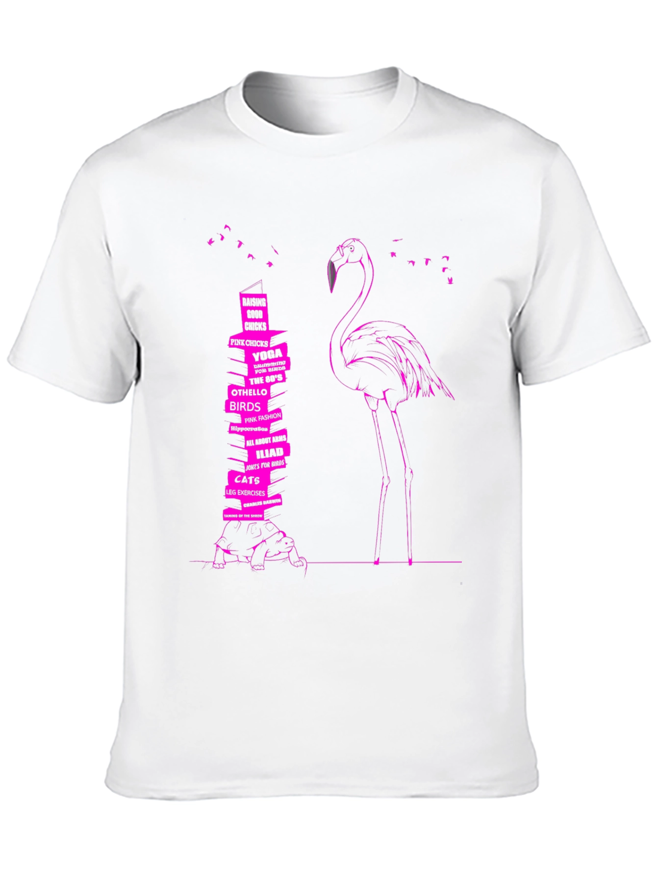 Flamingo & Book Stack Graphic Tee