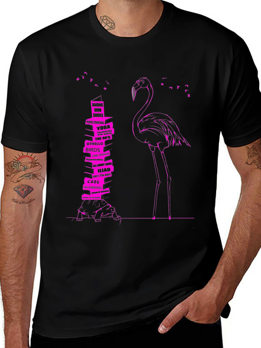 Flamingo & Book Stack Graphic Tee