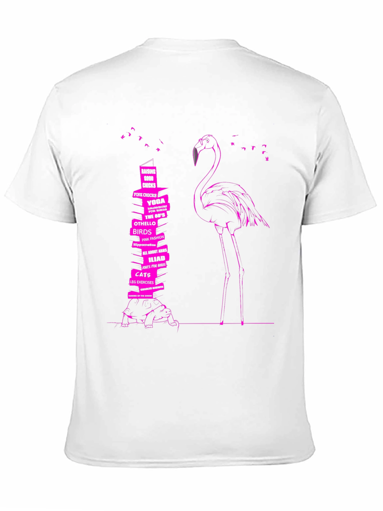 Flamingo & Book Stack Graphic Tee