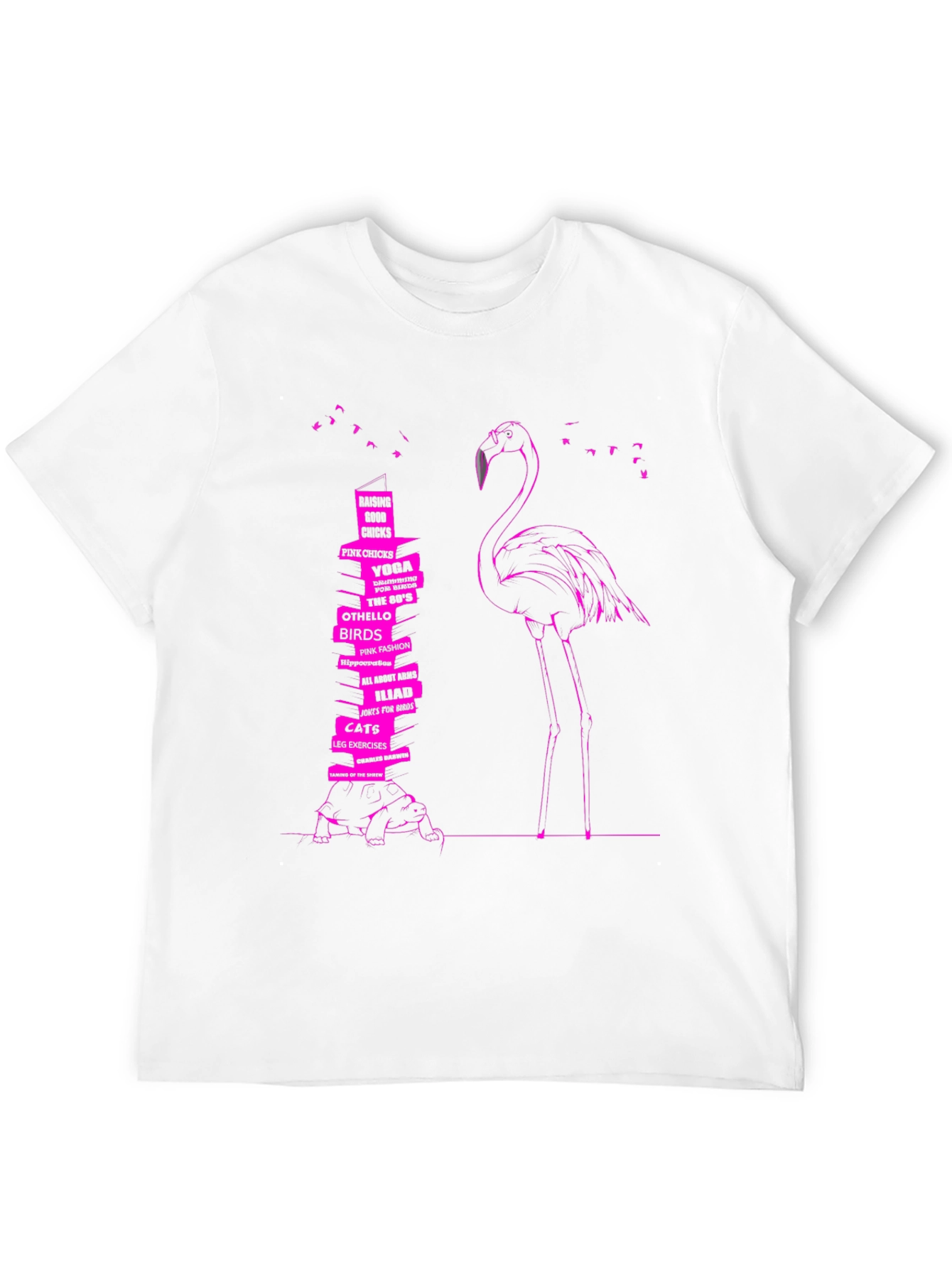 Flamingo & Book Stack Graphic Tee