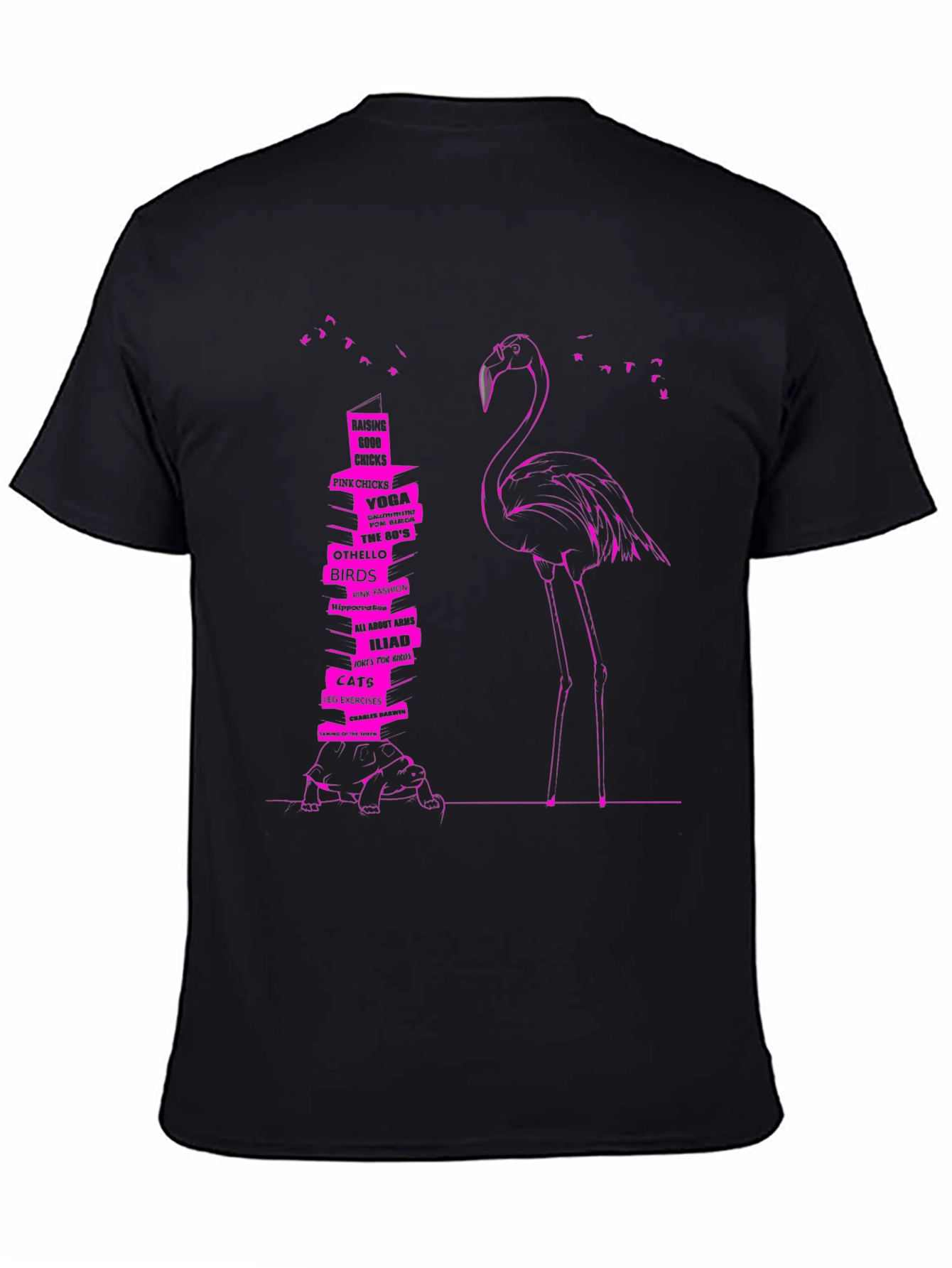 Flamingo & Book Stack Graphic Tee