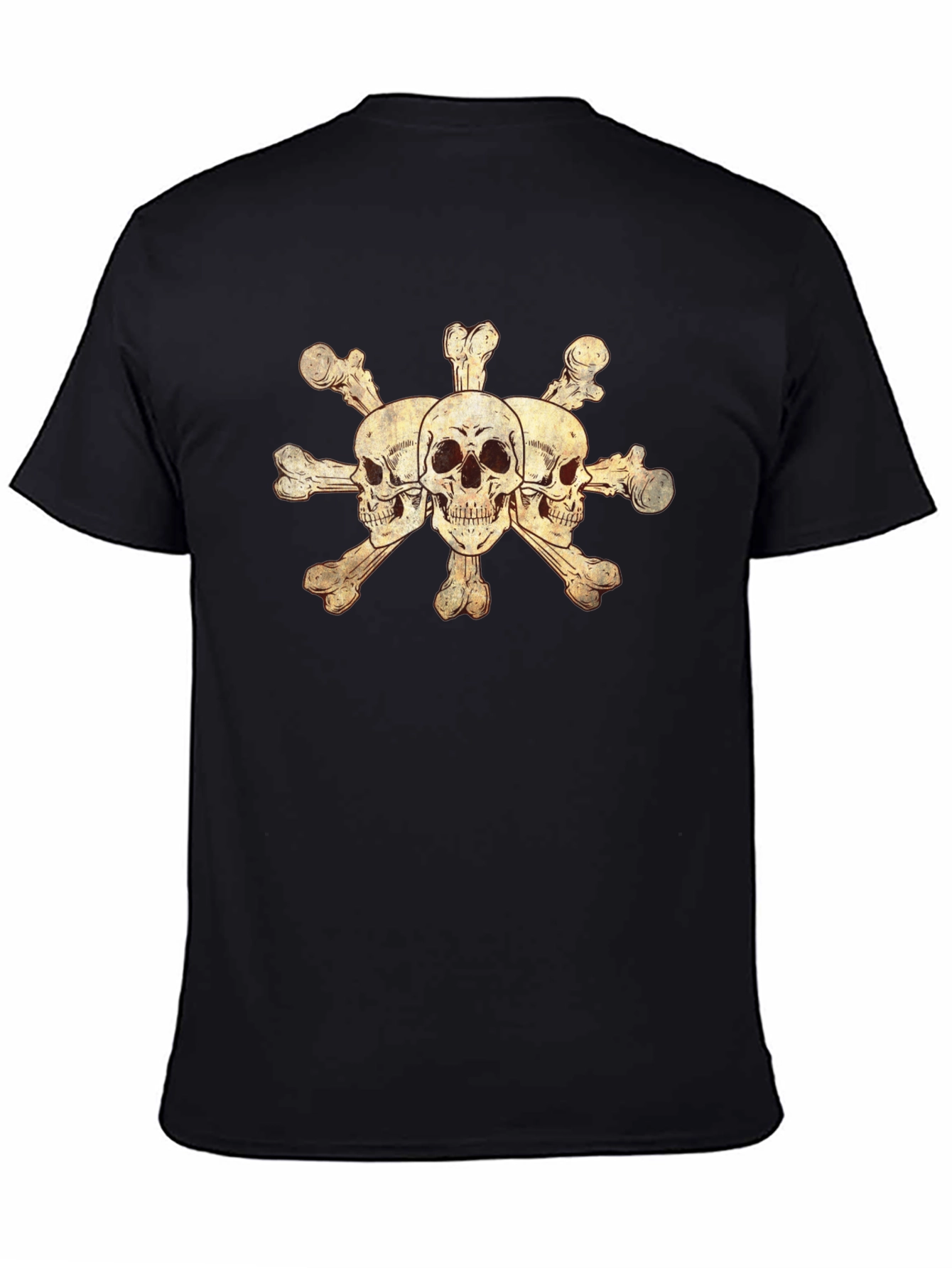 Skulls and Crossbones Graphic Tee - Black Cotton Blend