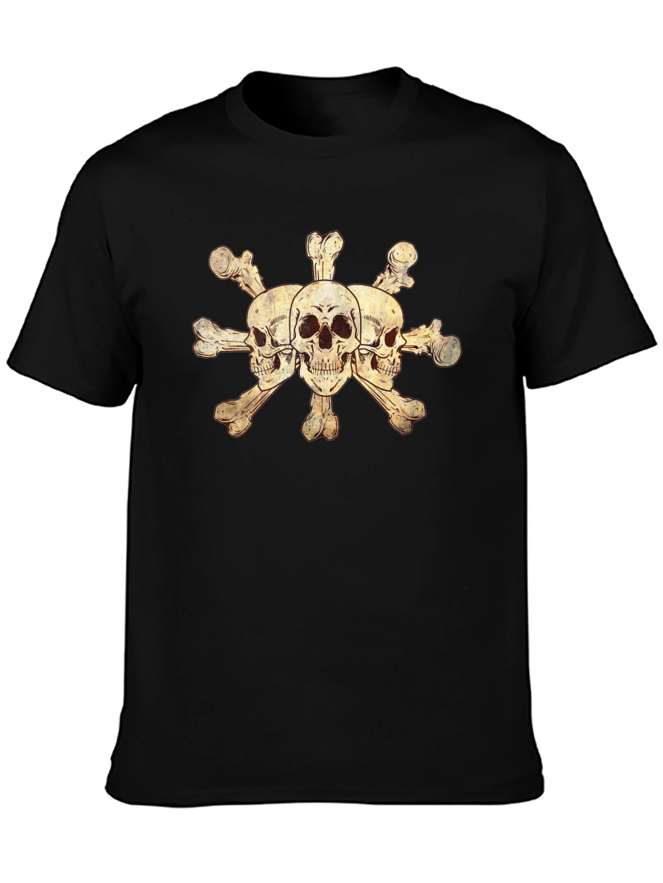Skulls and Crossbones Graphic Tee - Black Cotton Blend