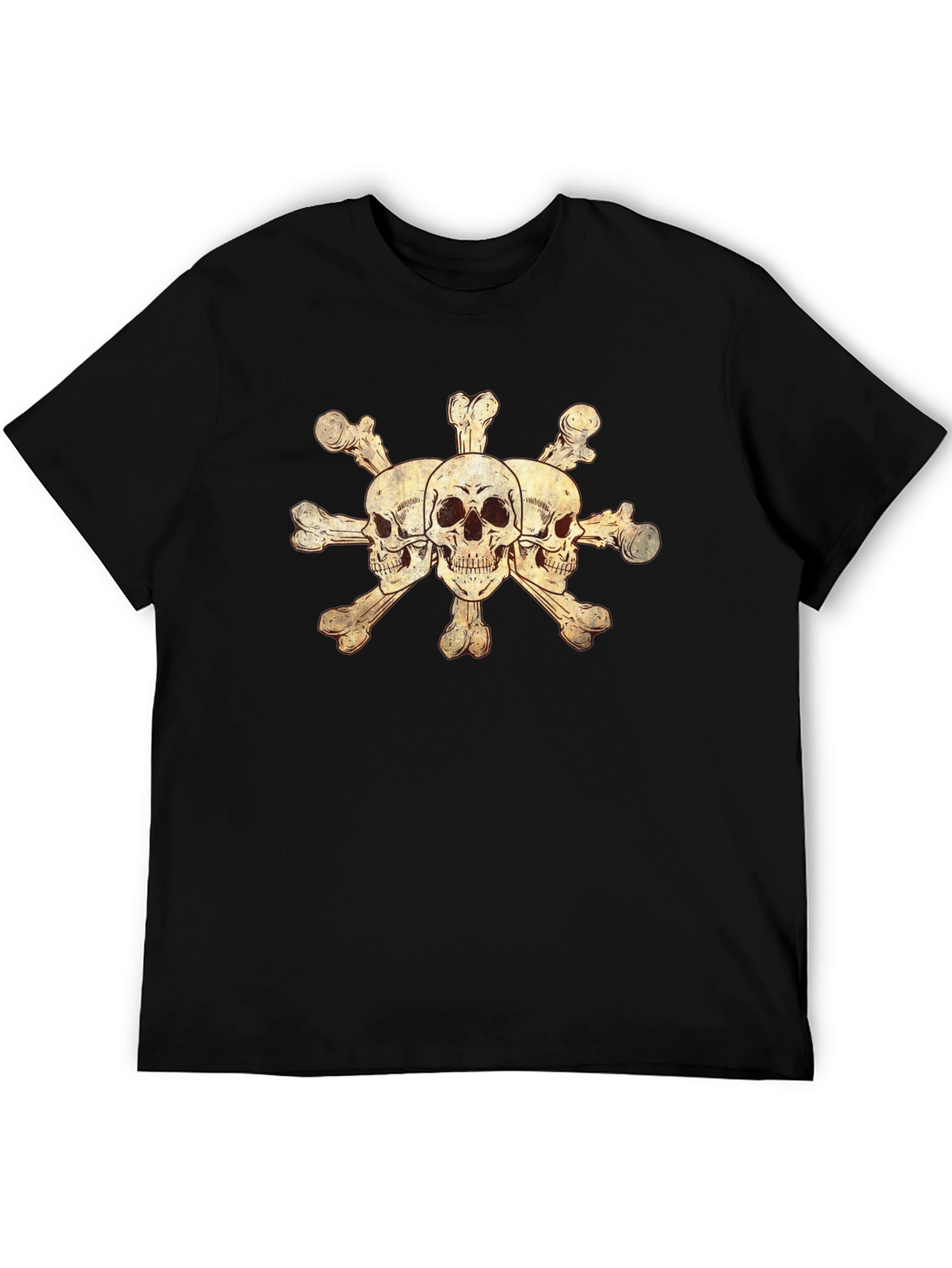 Skulls and Crossbones Graphic Tee - Black Cotton Blend