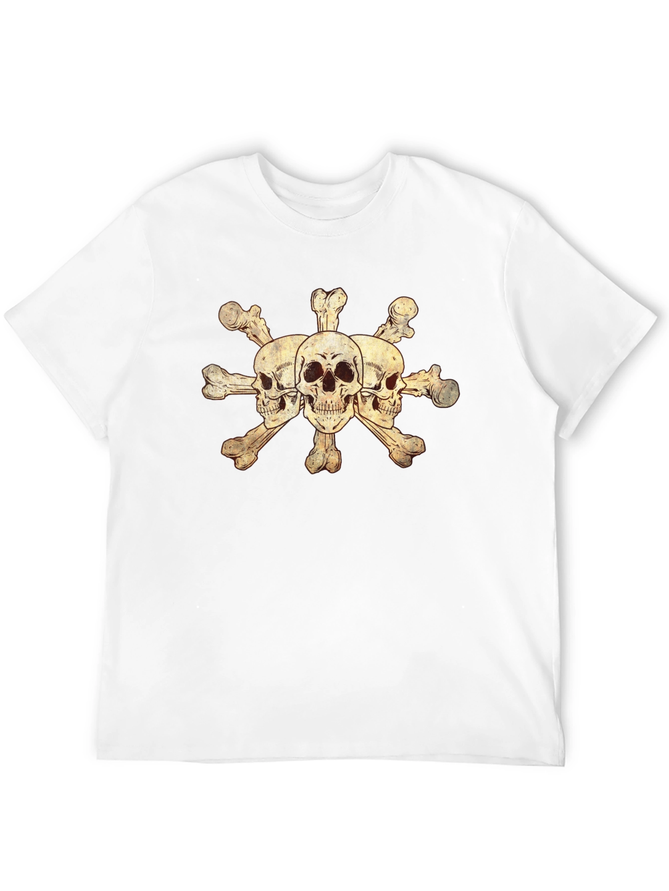Skulls and Crossbones Graphic Tee - Black Cotton Blend