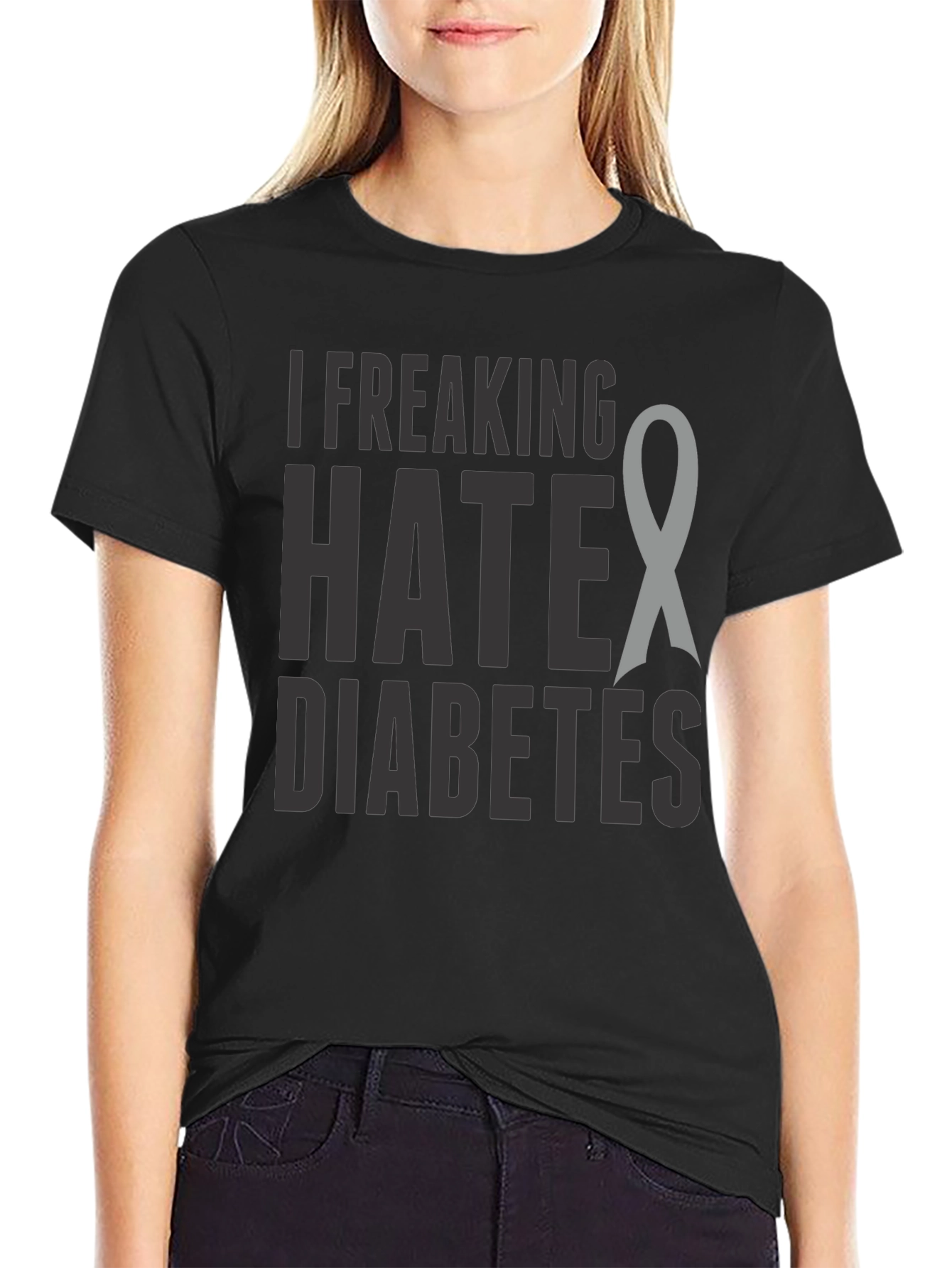 I Freaking Hate Diabetes Awareness Ribbon T-Shirt