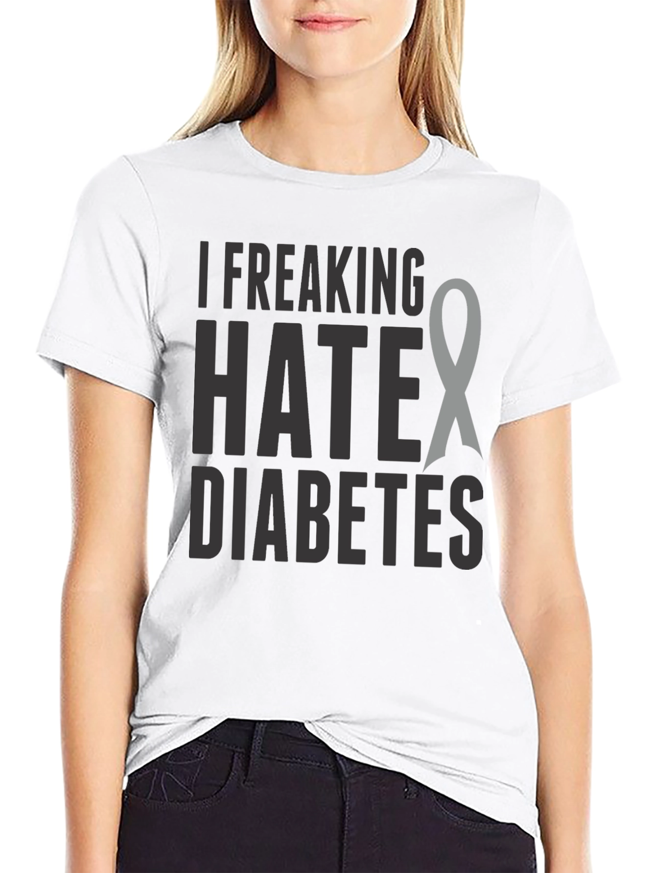 I Freaking Hate Diabetes Awareness Ribbon T-Shirt