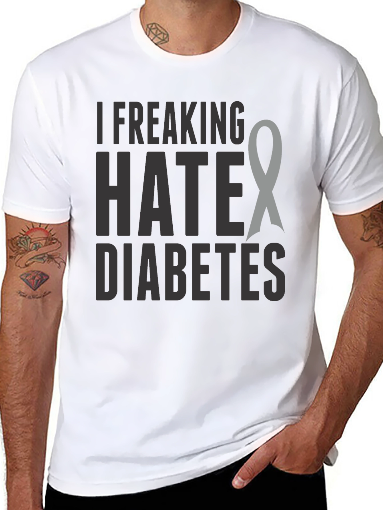 I Freaking Hate Diabetes Awareness Ribbon T-Shirt