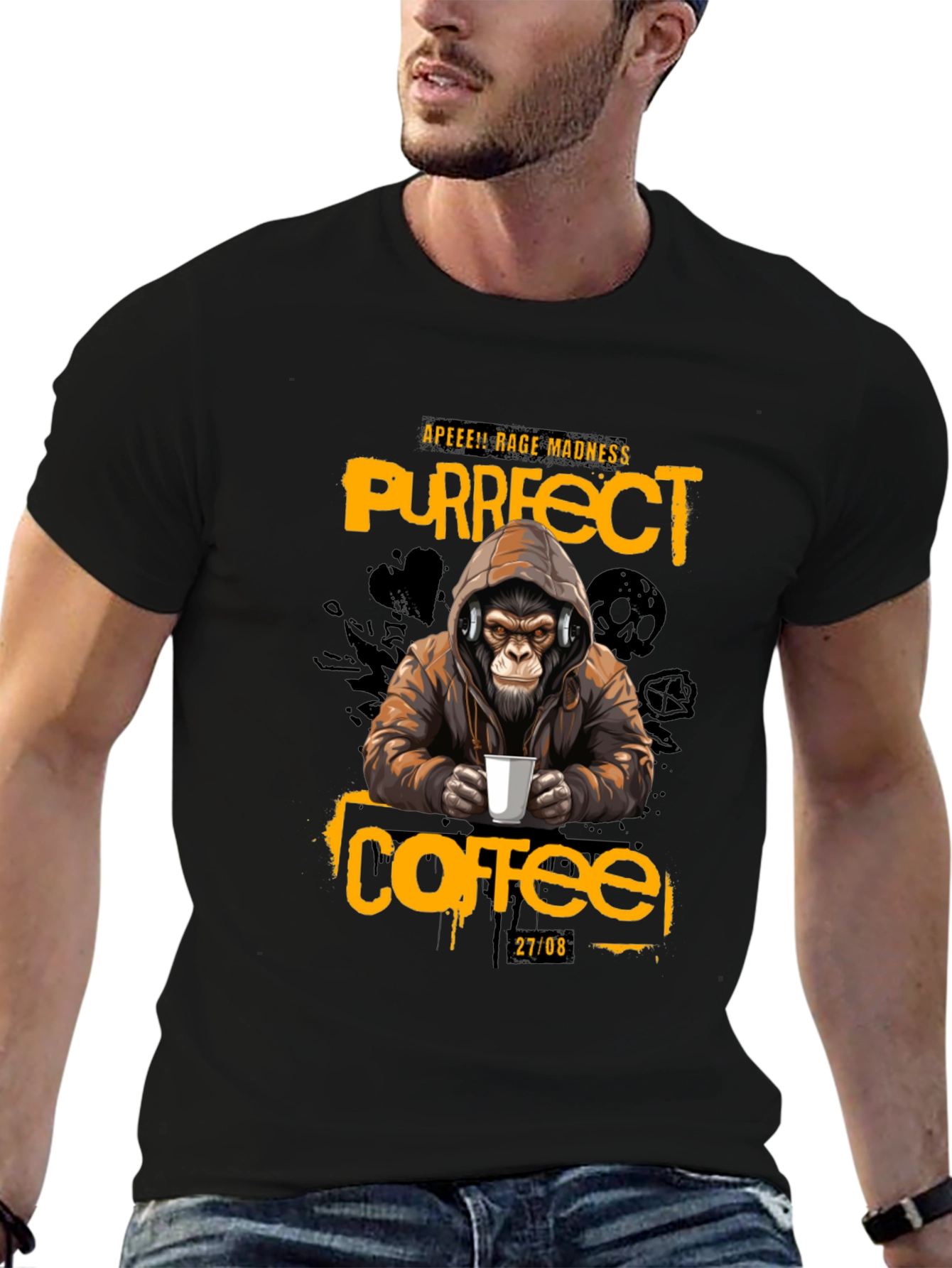 Ape Coffee T-Shirt - Purrfect Rage Madness