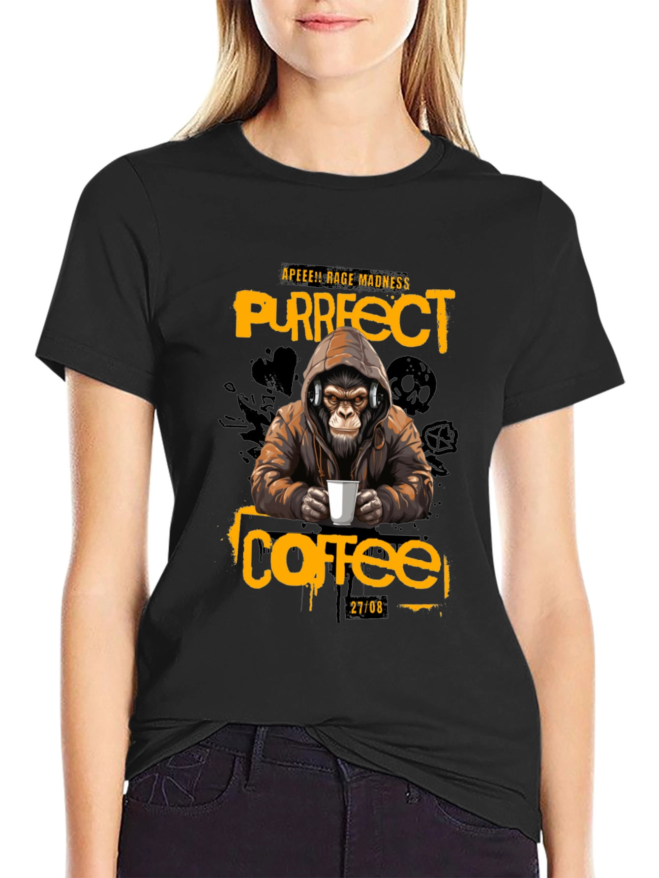 Ape Coffee T-Shirt - Purrfect Rage Madness