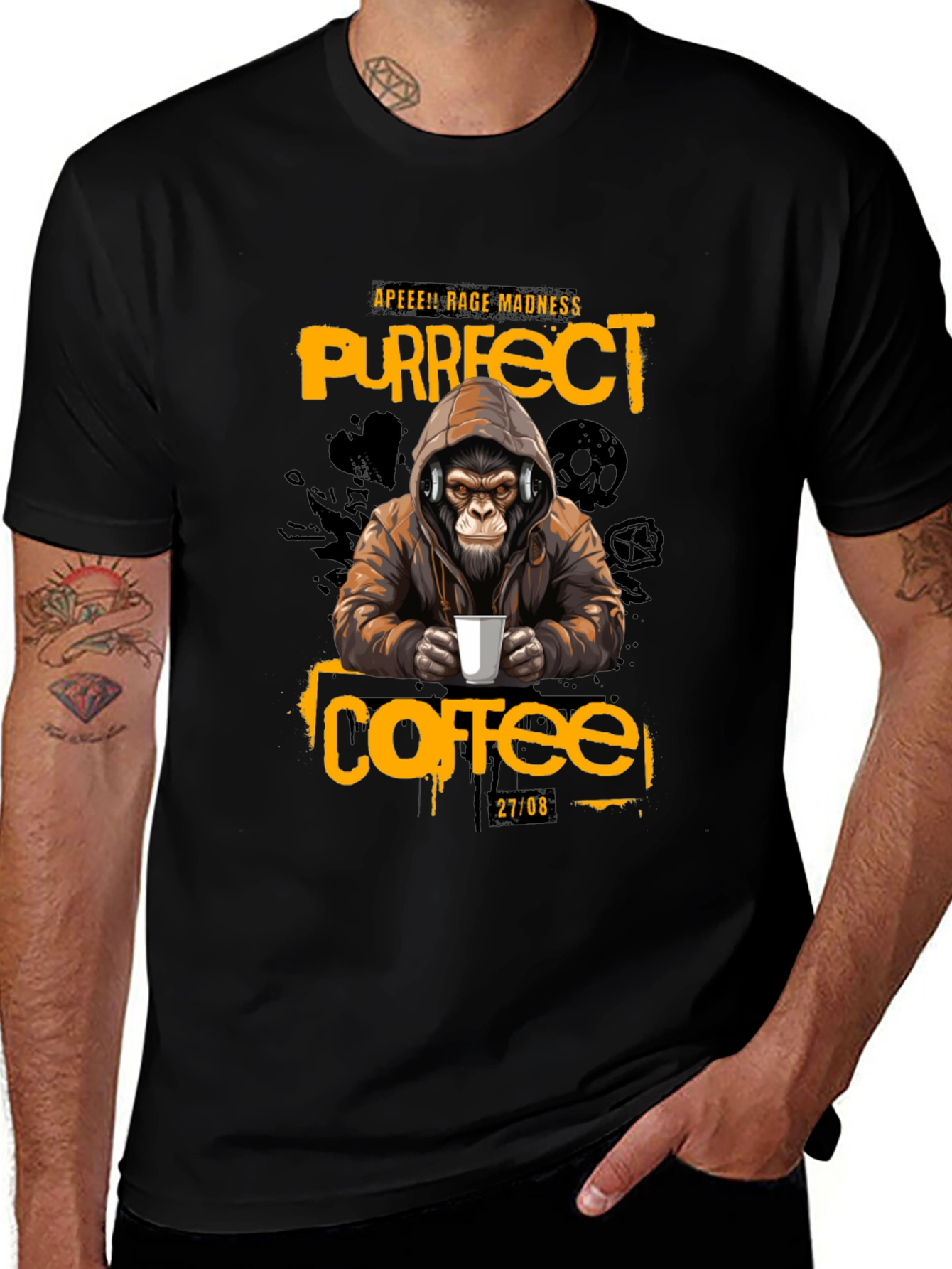 Ape Coffee T-Shirt - Purrfect Rage Madness